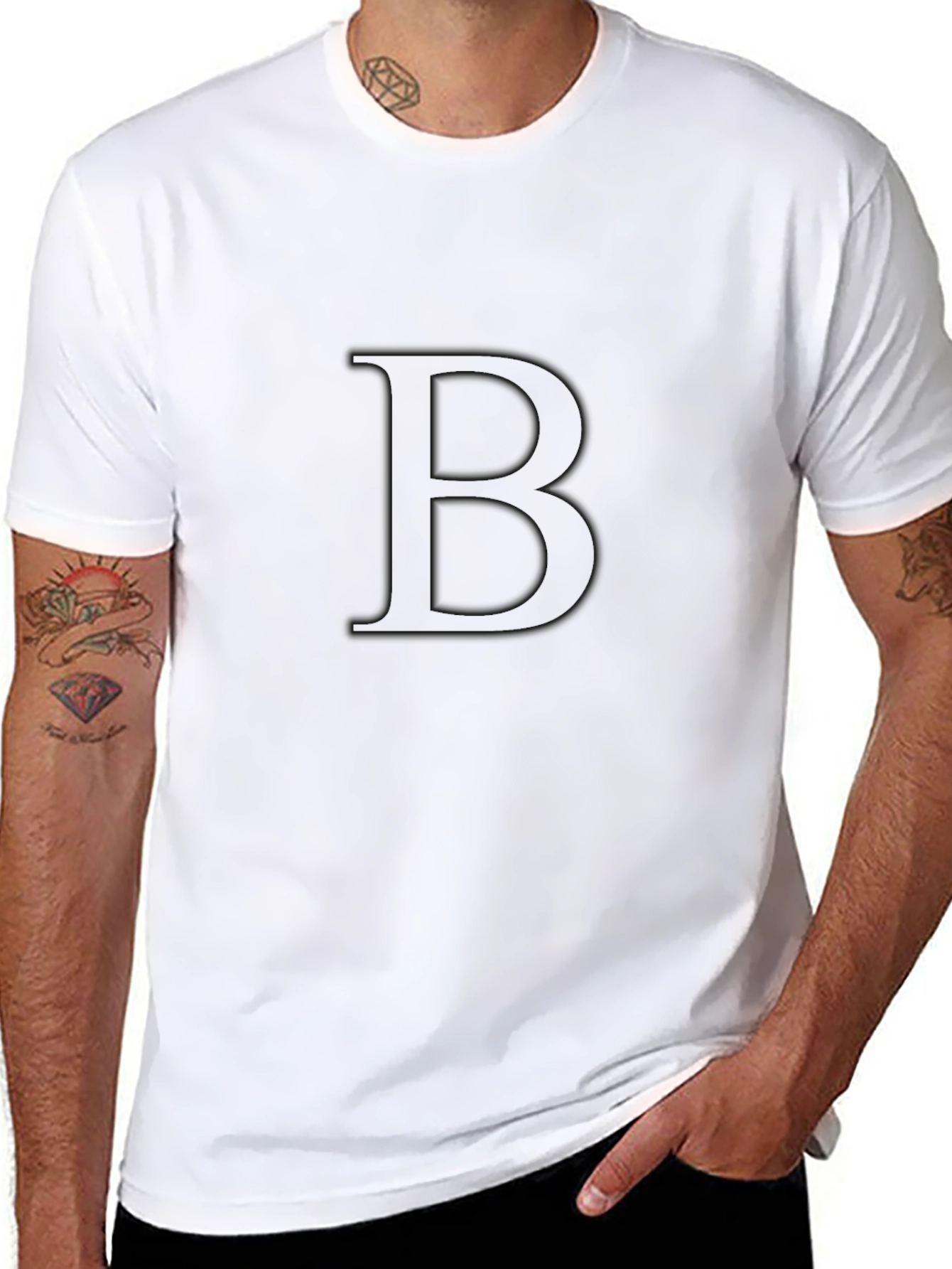 Black Letter B T-Shirt - Stylish Initial Tee