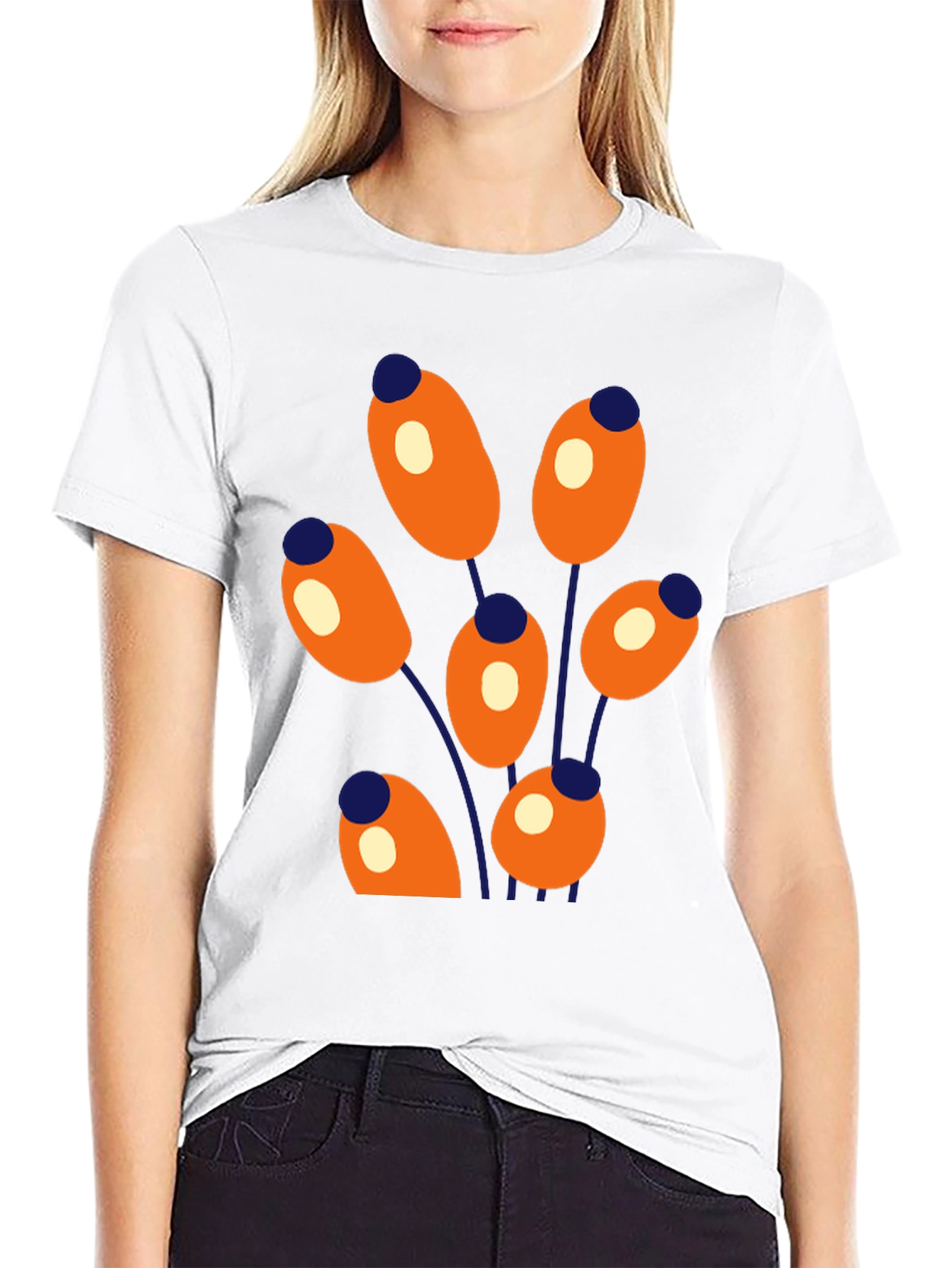 Abstract Floral Graphic Print Crew Neck T-Shirt