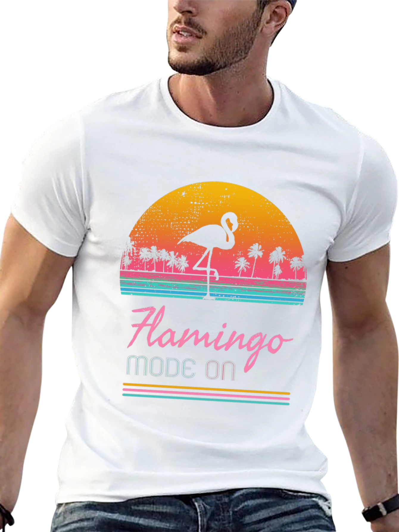 Retro Flamingo Mode On T-Shirt