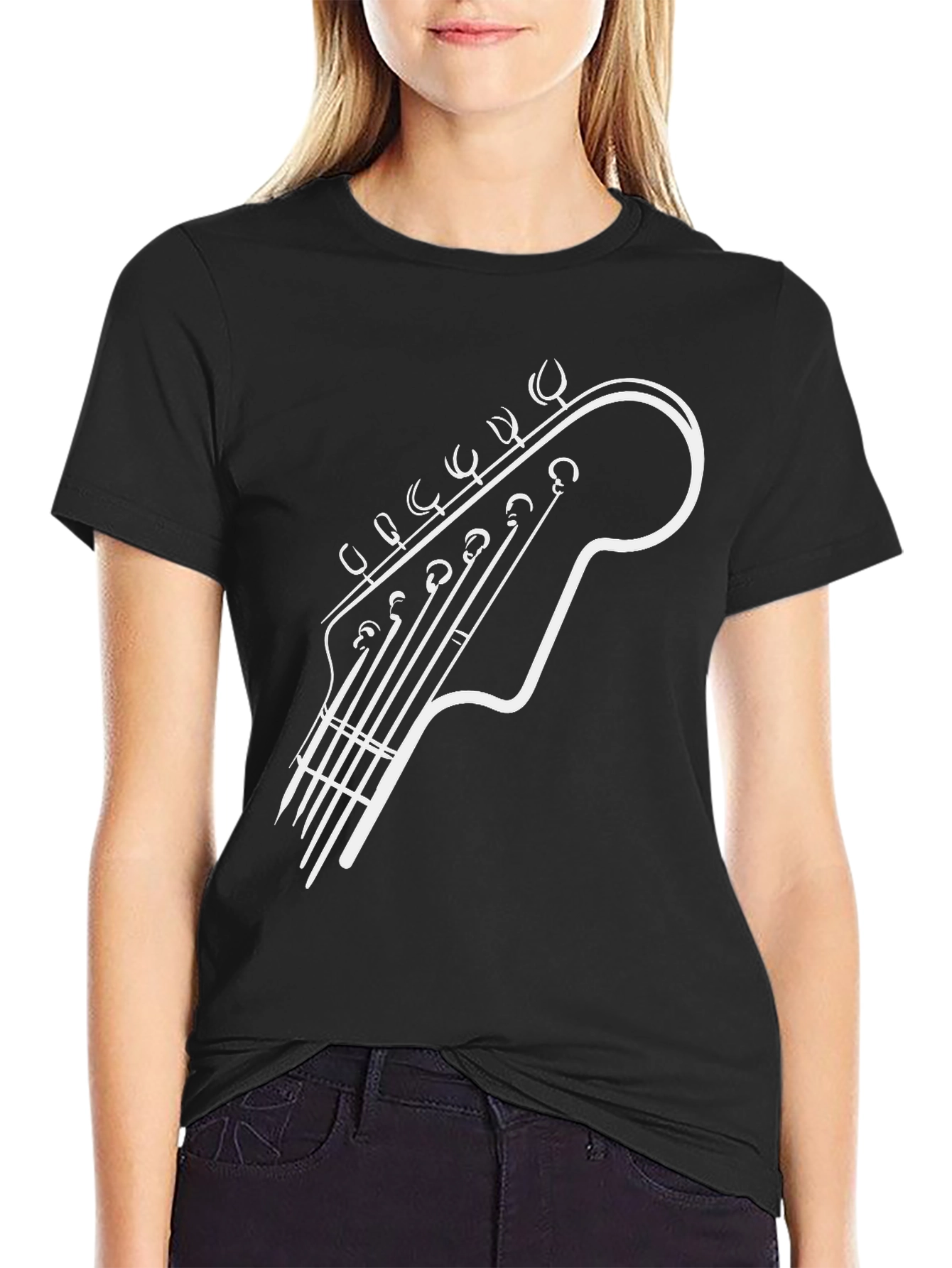 Guitar Headstock Graphic Tee - Black
