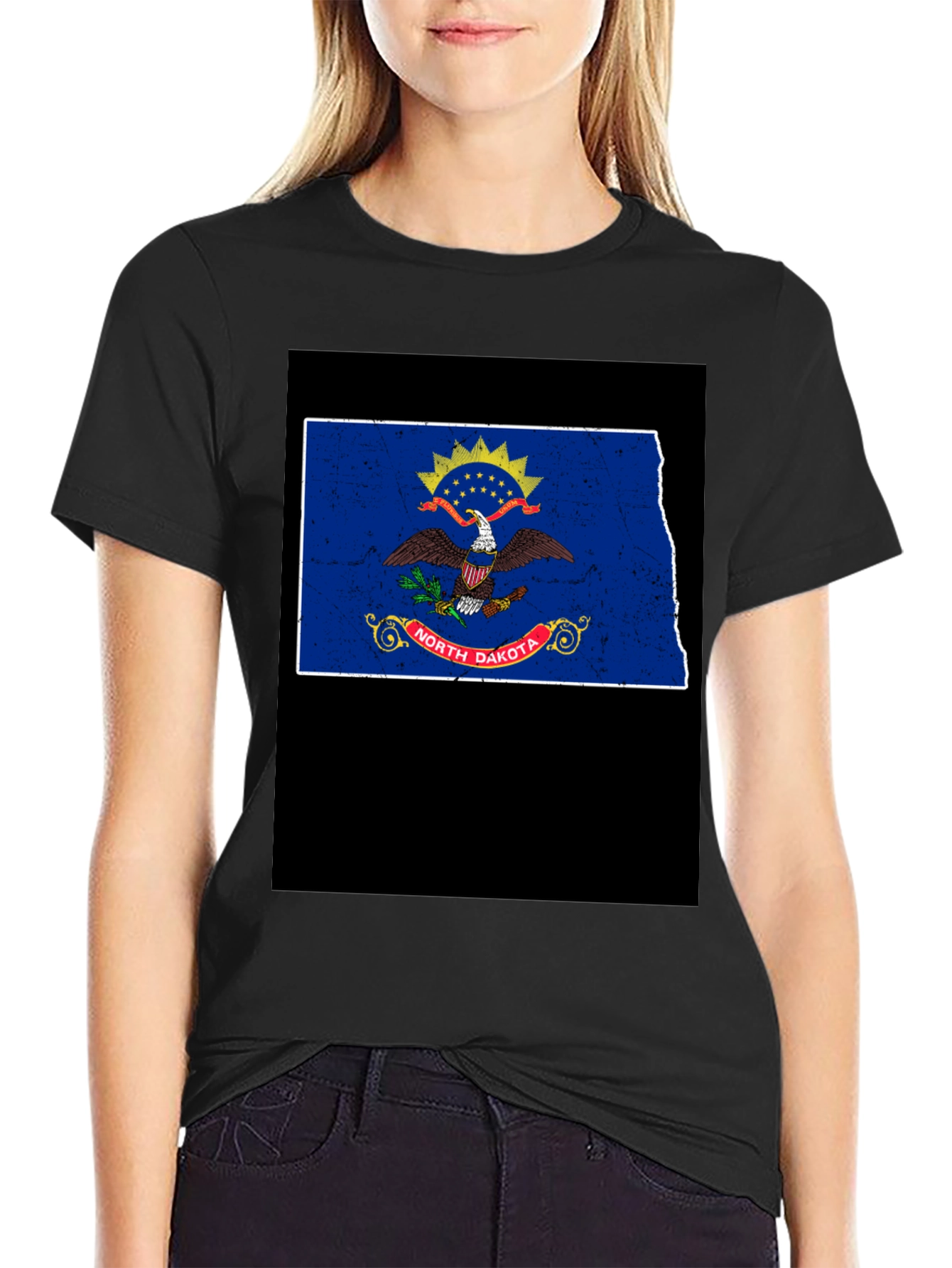 North Dakota Flag T-Shirt - Distressed Graphic Tee