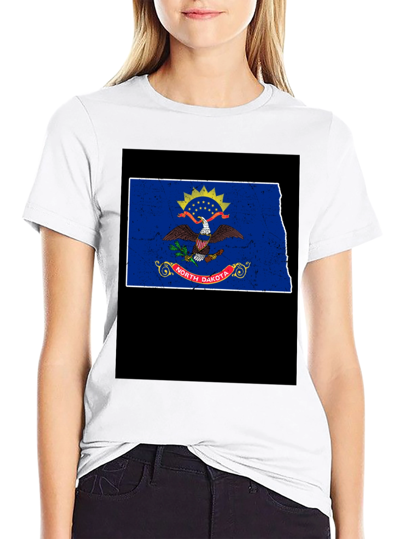 North Dakota Flag T-Shirt - Distressed Graphic Tee