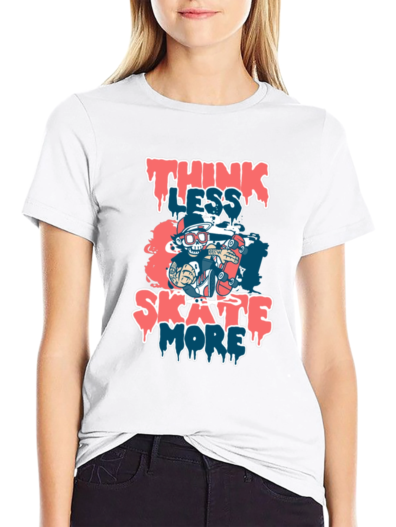 Think Less Skate More Graphic T-Shirt