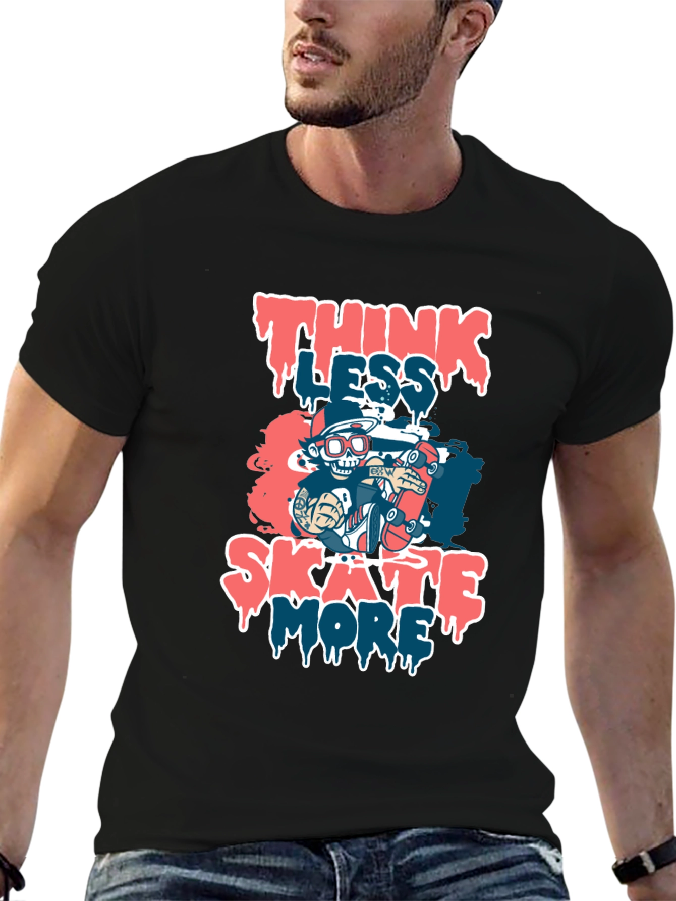 Think Less Skate More Graphic T-Shirt