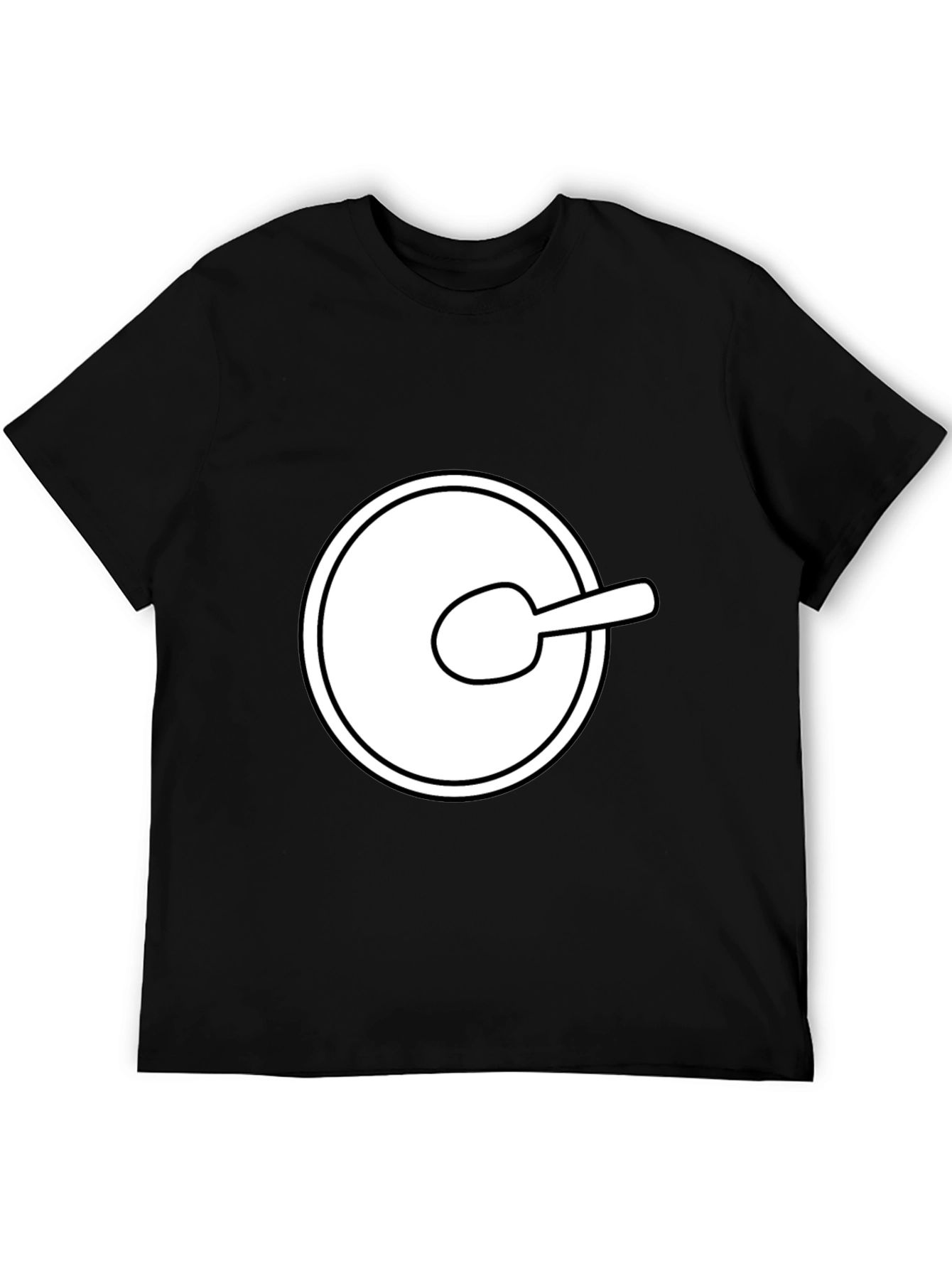Funny Cartoon Spoon Circle Black Tee Shirt