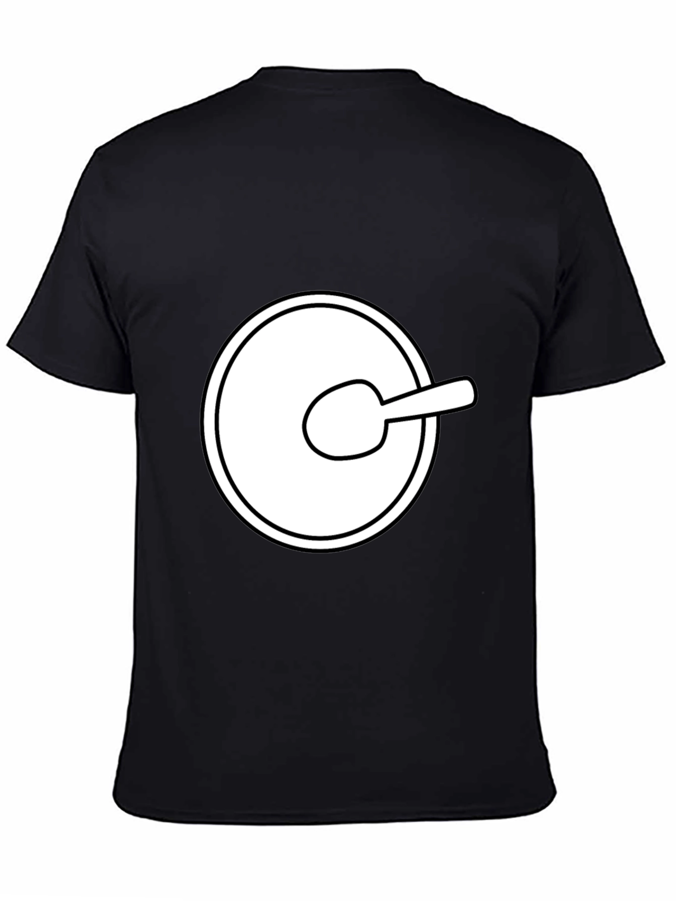 Funny Cartoon Spoon Circle Black Tee Shirt