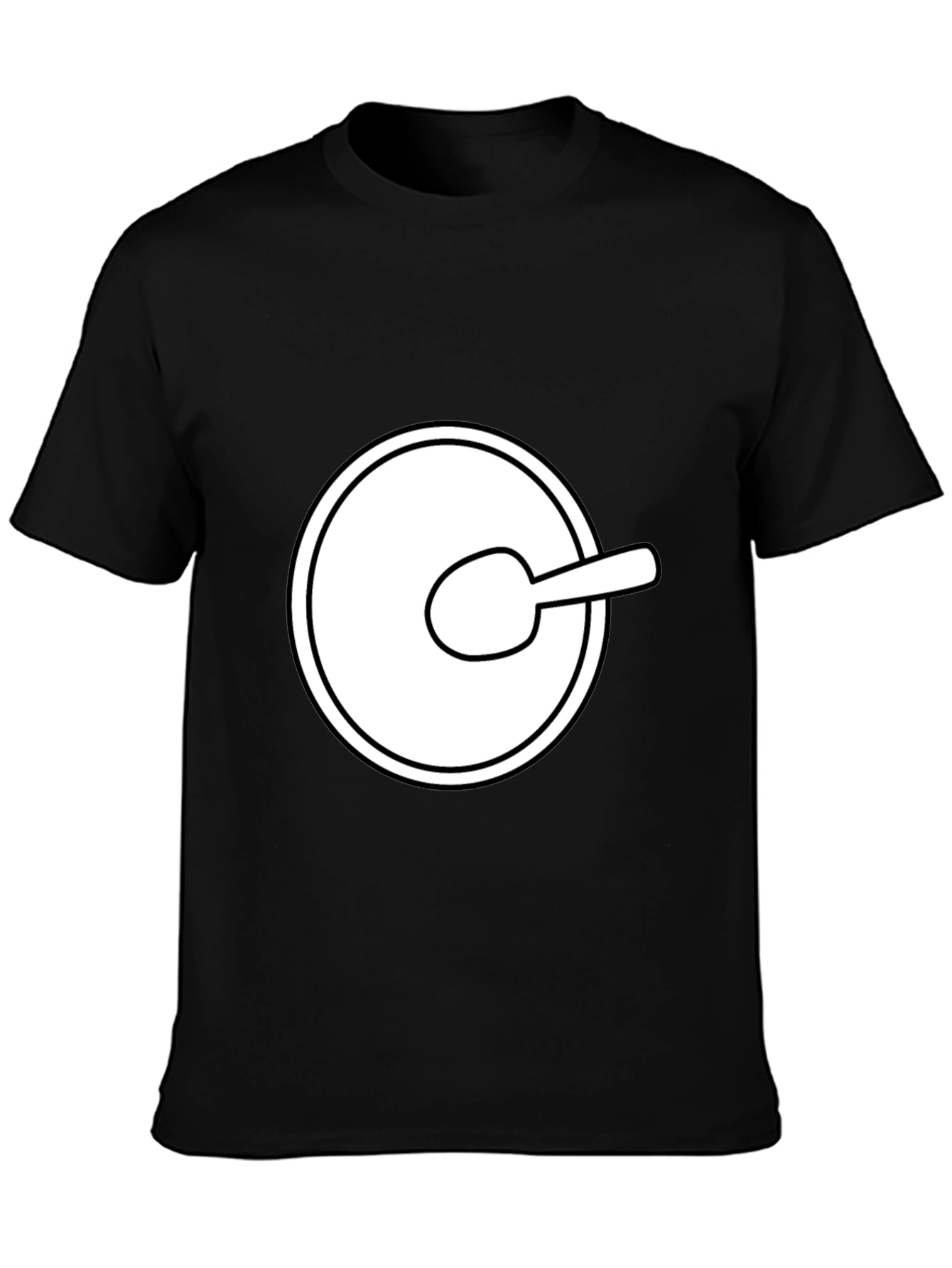 Funny Cartoon Spoon Circle Black Tee Shirt