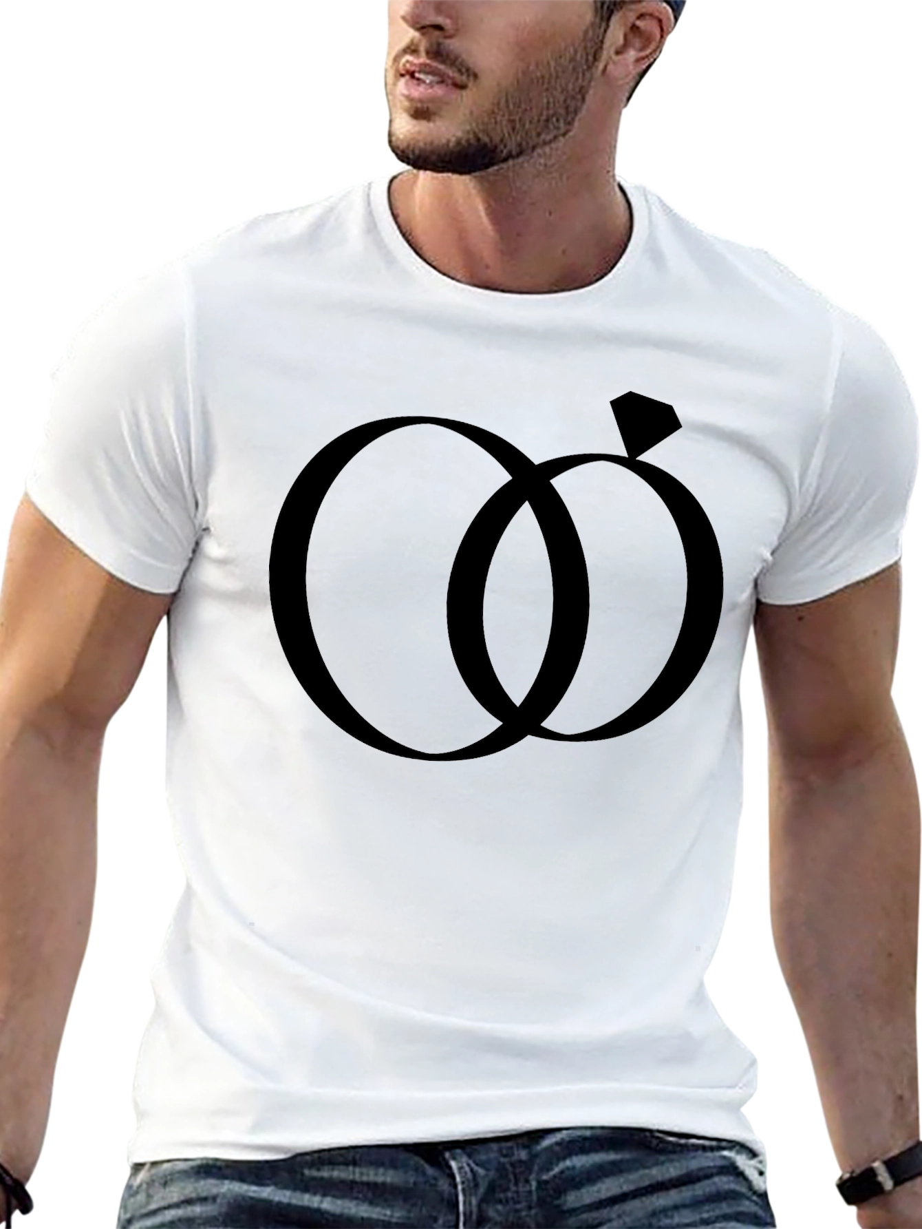 Wedding Rings Graphic Tee - Black Cotton Casual Shirt