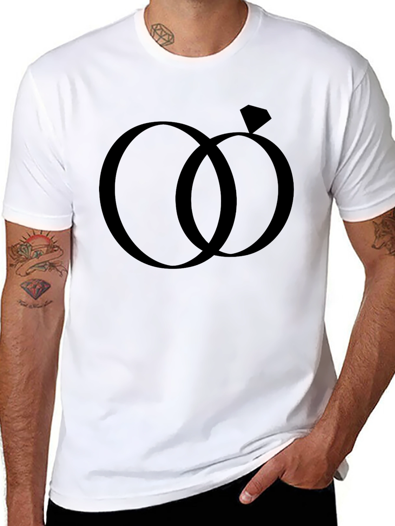 Wedding Rings Graphic Tee - Black Cotton Casual Shirt