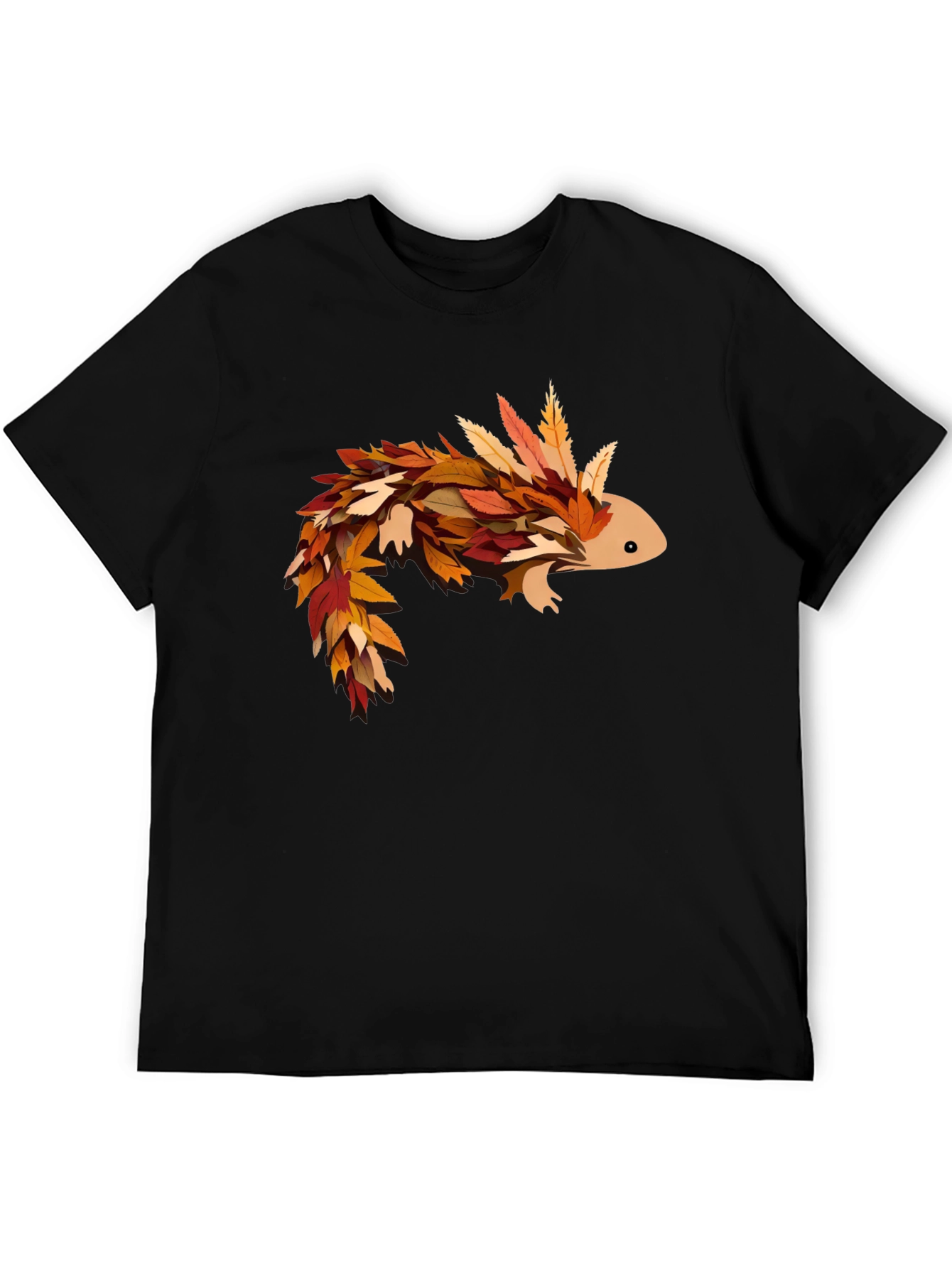 Autumn Axolotl T-Shirt - Fall Leaves Design