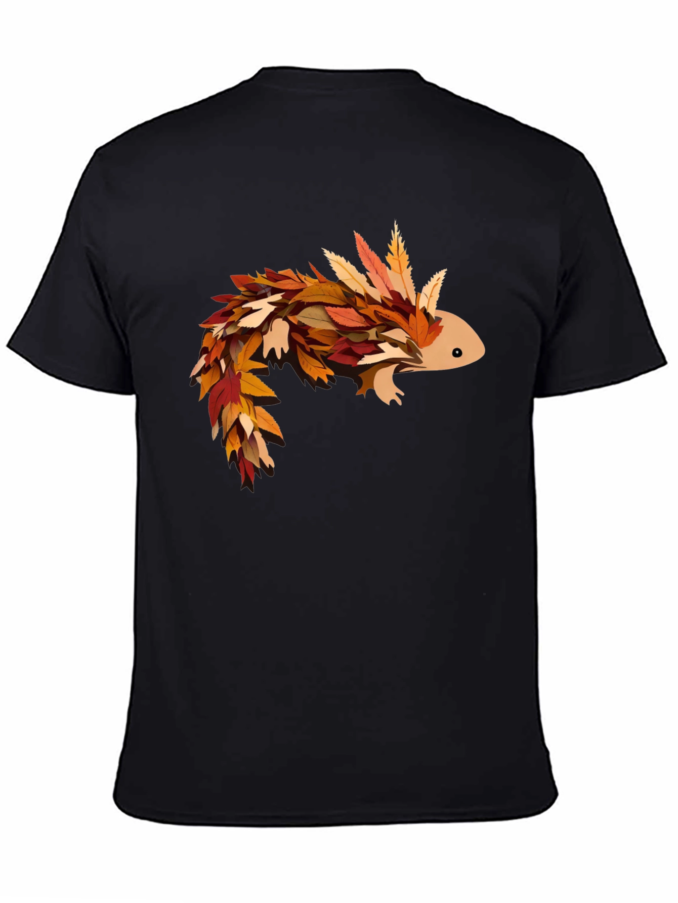 Autumn Axolotl T-Shirt - Fall Leaves Design