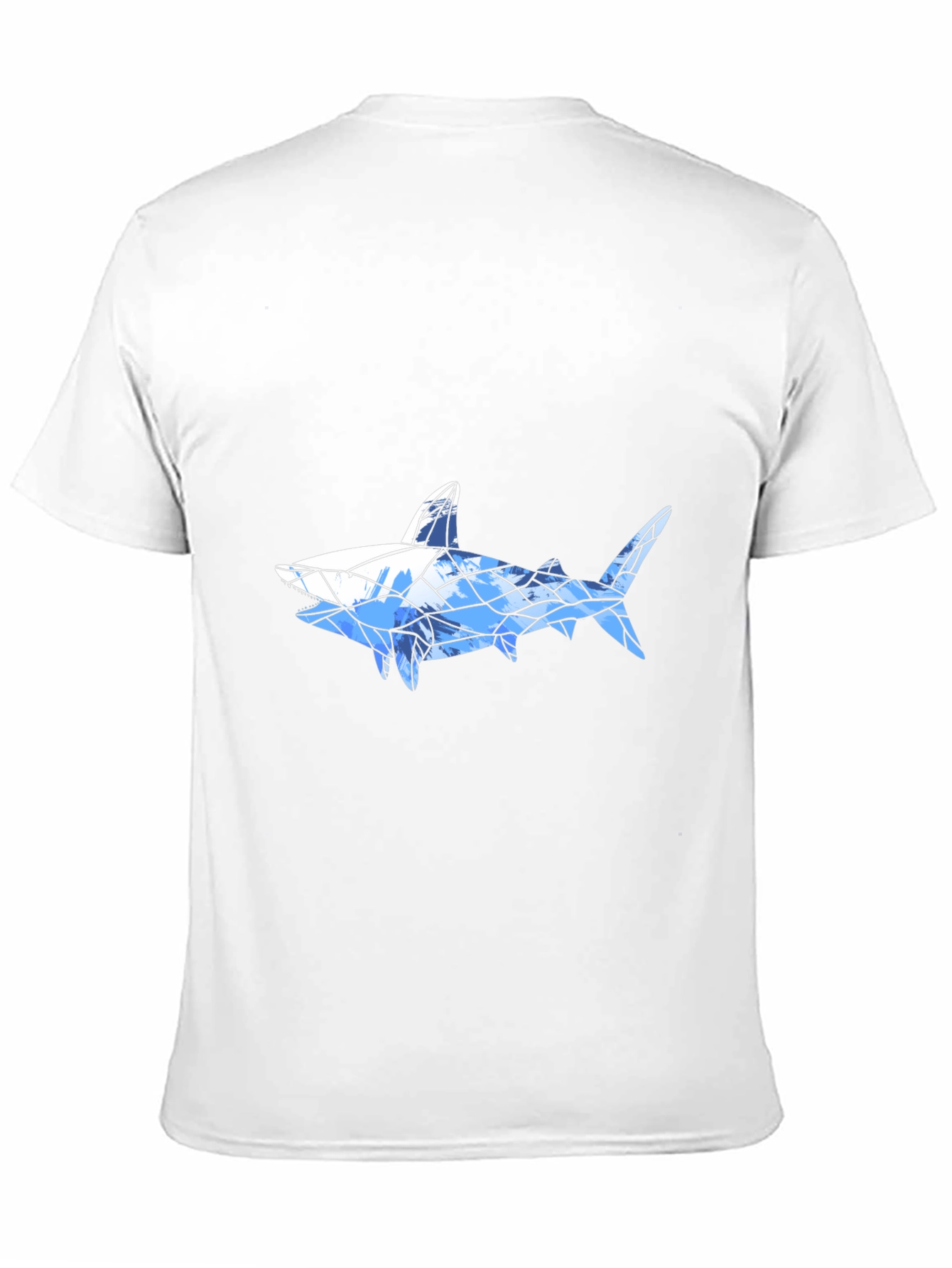 Geometric Shark Graphic Tee - Black Cotton Blend