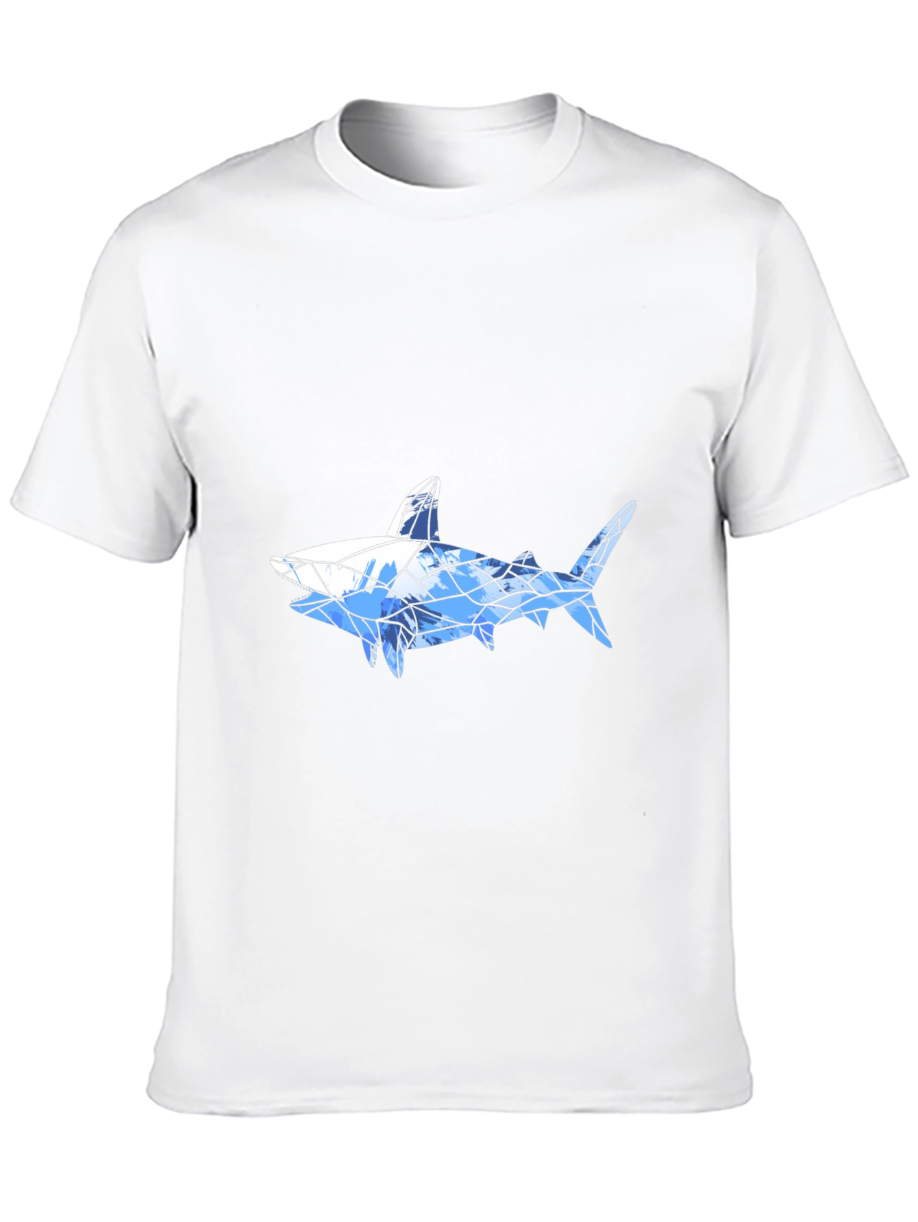 Geometric Shark Graphic Tee - Black Cotton Blend