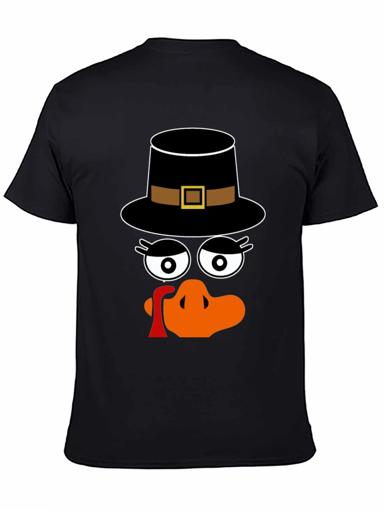 Thanksgiving Turkey Face Pilgrim Hat T-Shirt