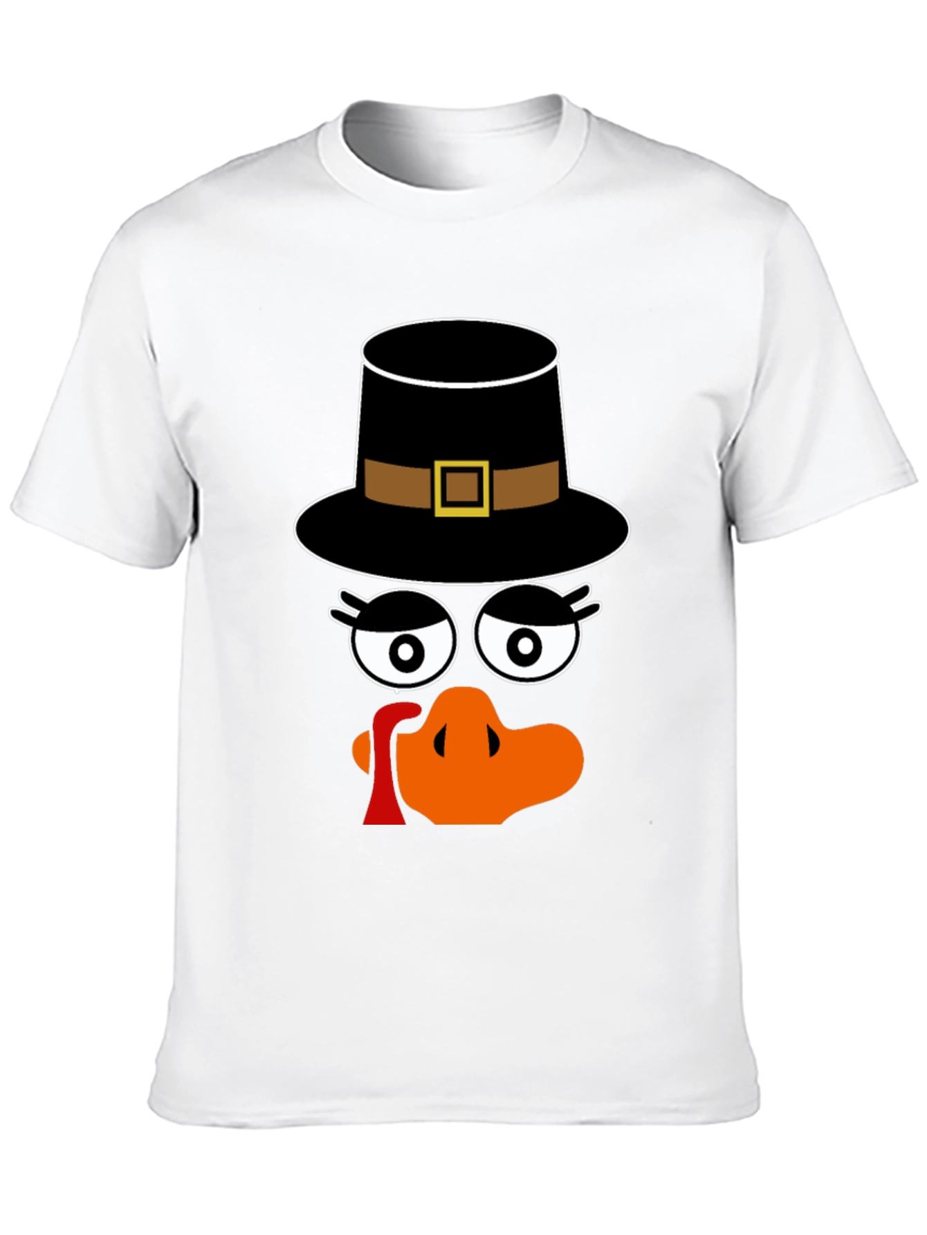 Thanksgiving Turkey Face Pilgrim Hat T-Shirt