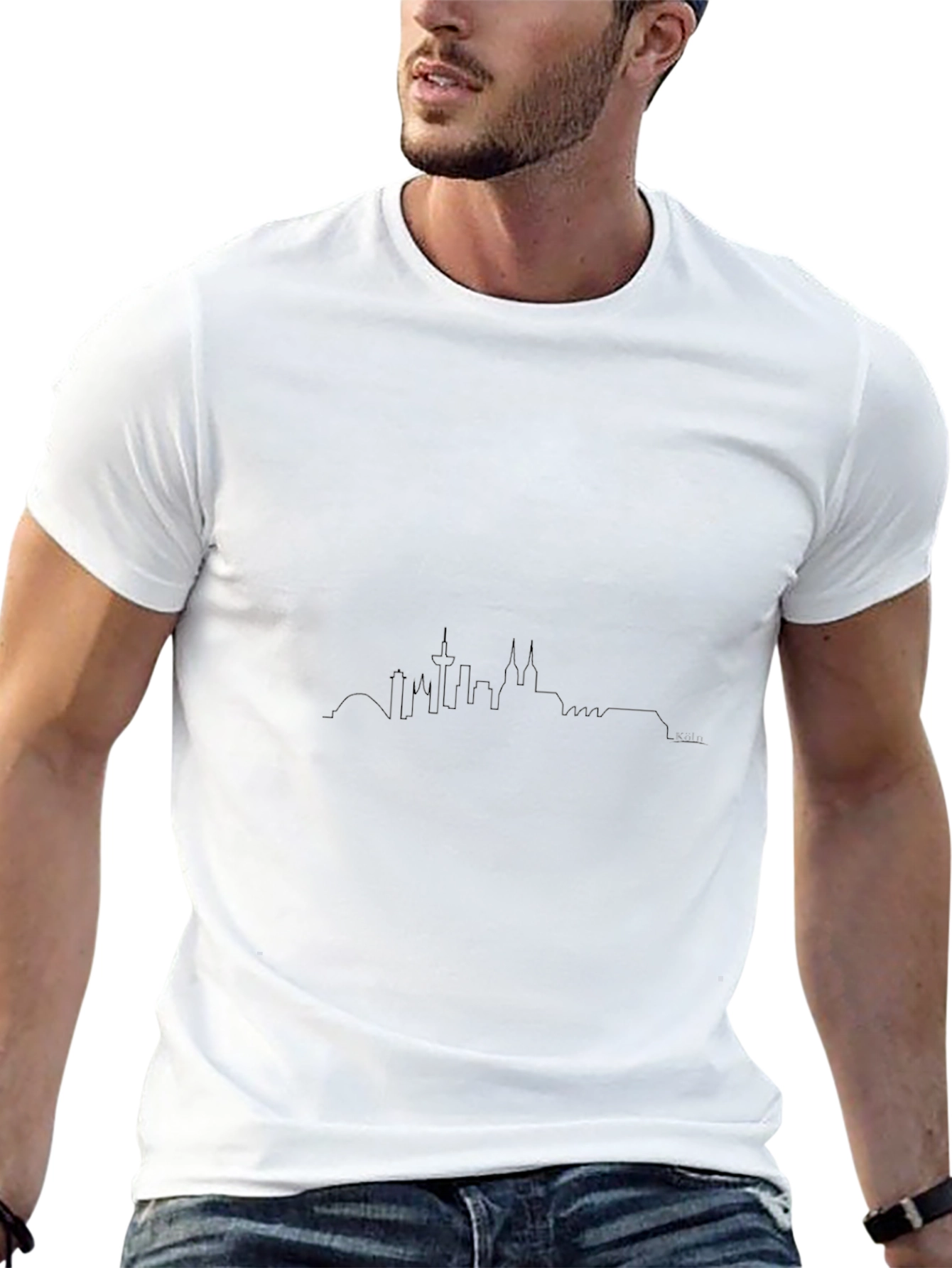 Cologne Skyline Mens Black T-Shirt - Cityscape Tee