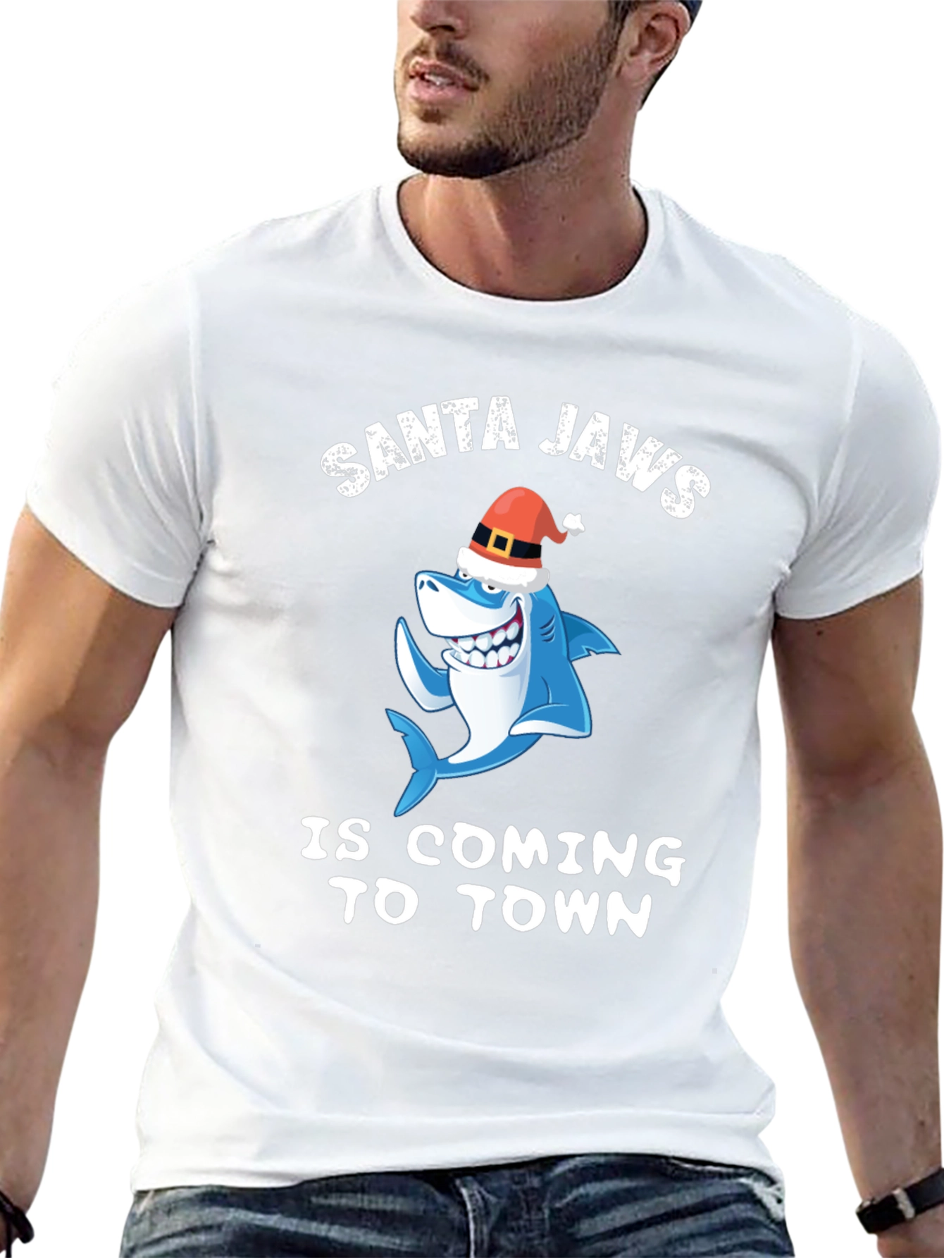 Santa Jaws T-Shirt - Christmas Shark Tee
