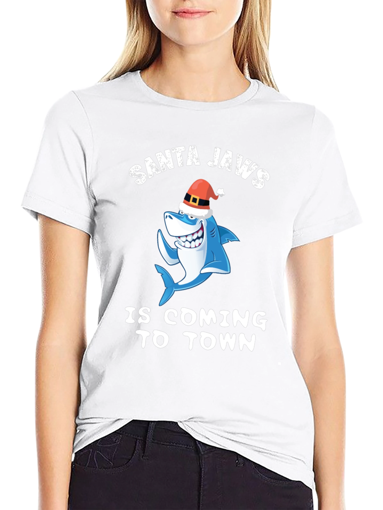 Santa Jaws T-Shirt - Christmas Shark Tee