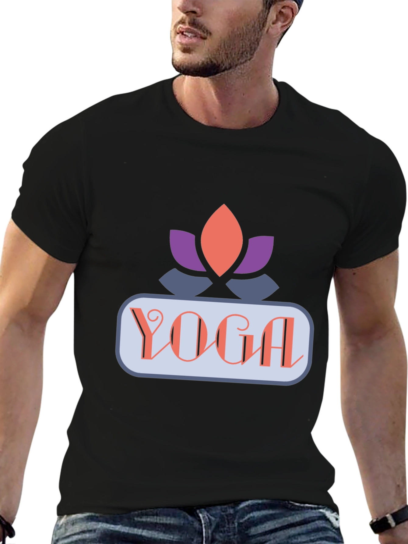 Yoga Lotus Graphic Tee - Black