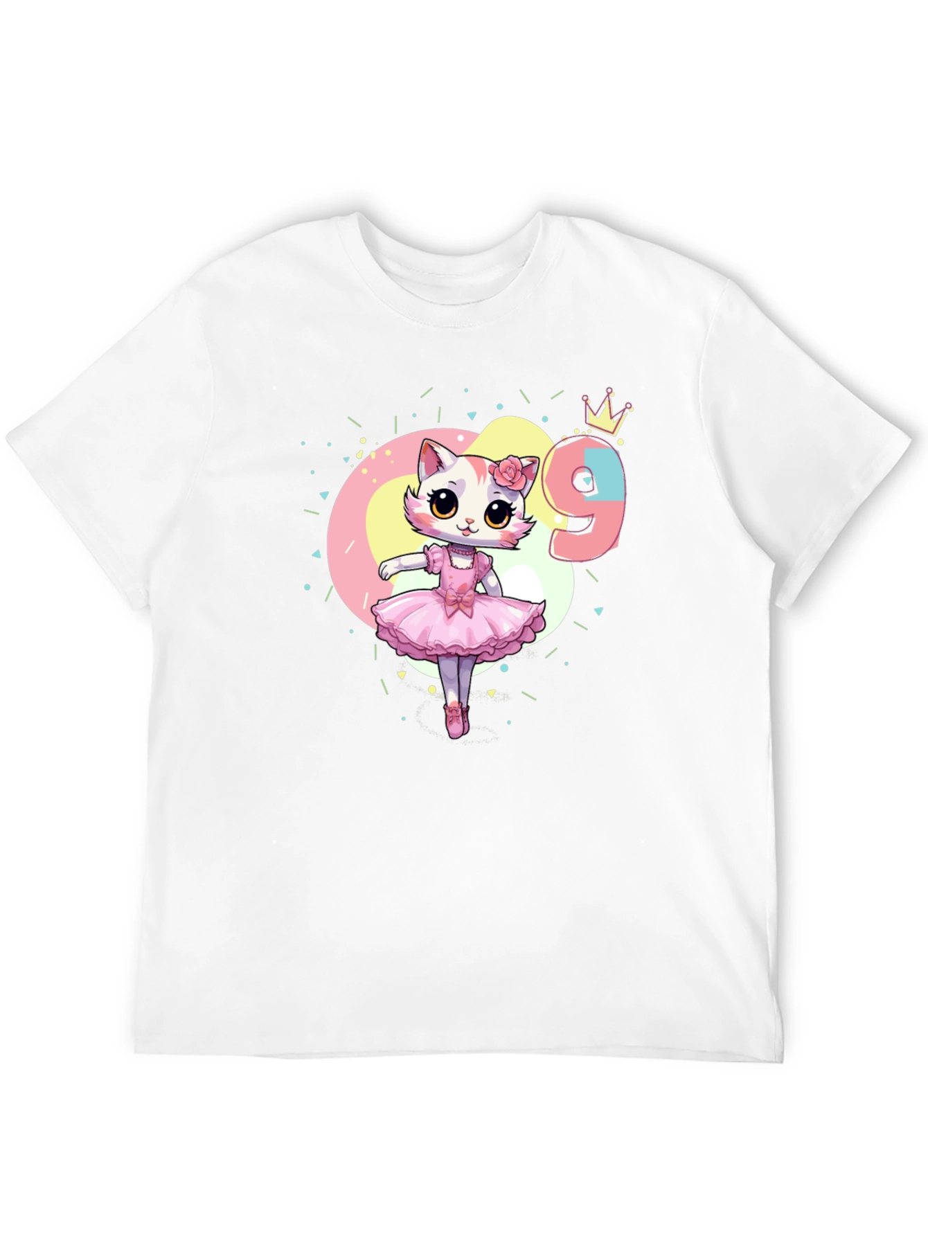 Cute Cat Ballerina 9th Birthday T-Shirt