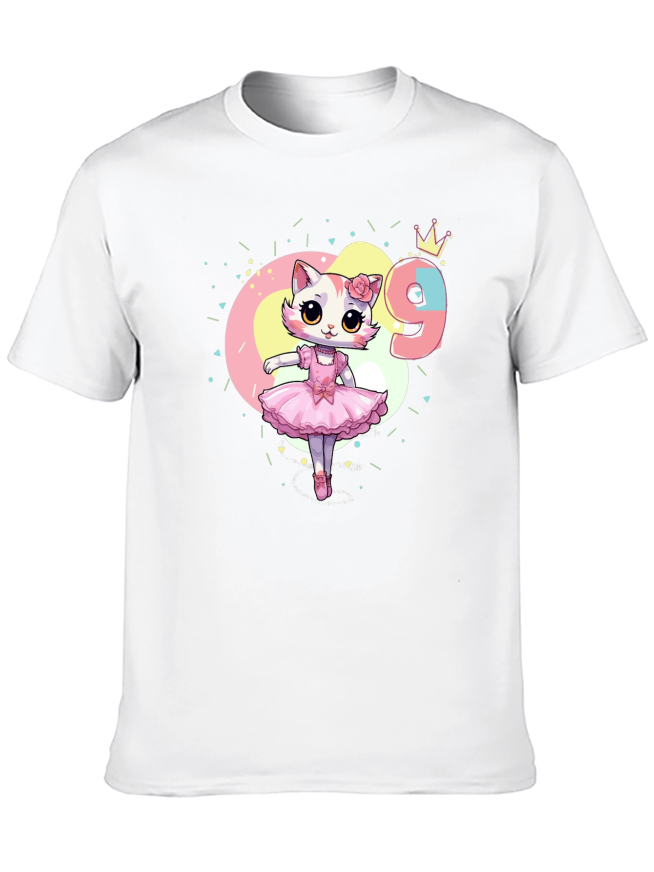 Cute Cat Ballerina 9th Birthday T-Shirt
