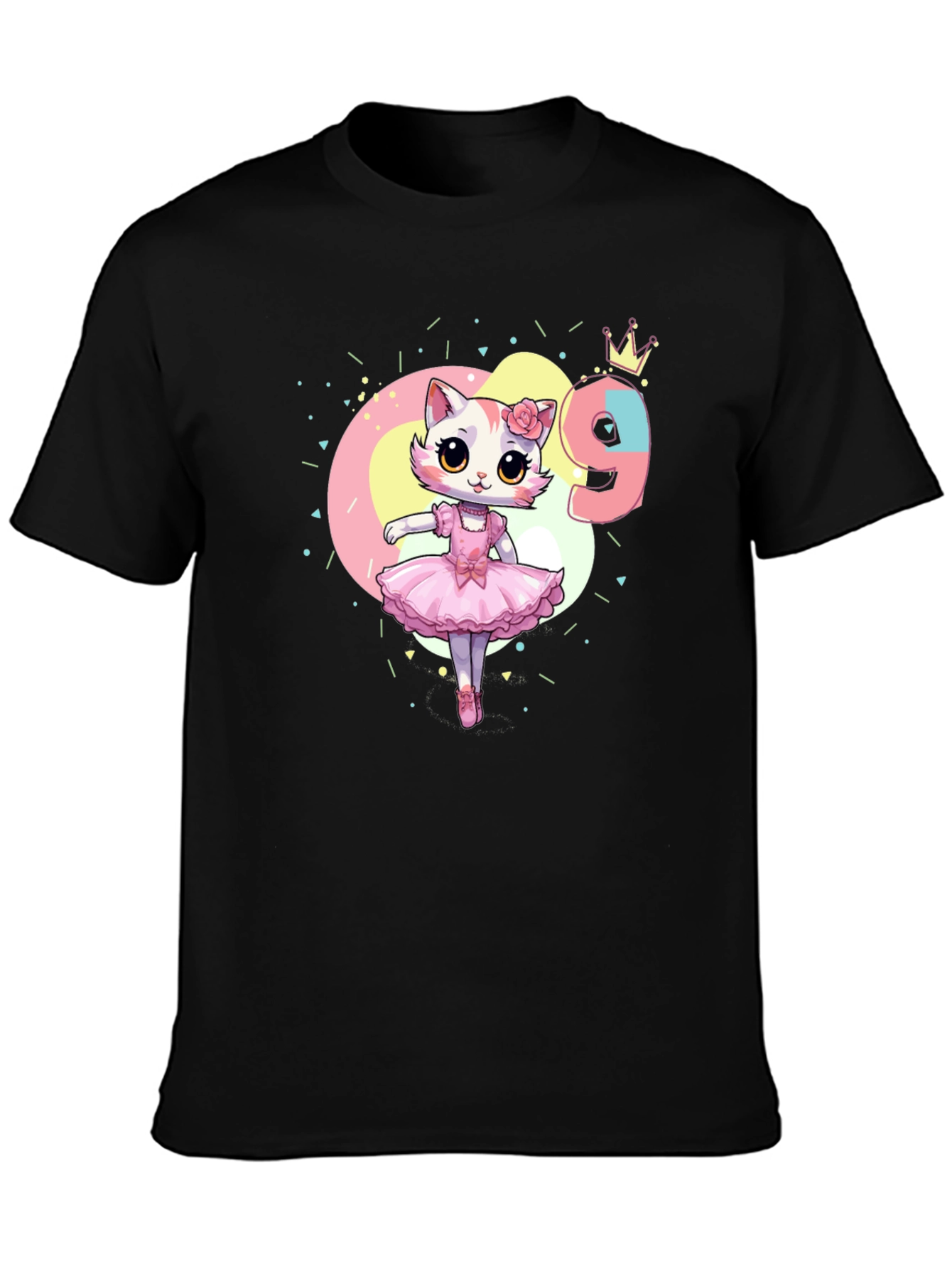 Cute Cat Ballerina 9th Birthday T-Shirt