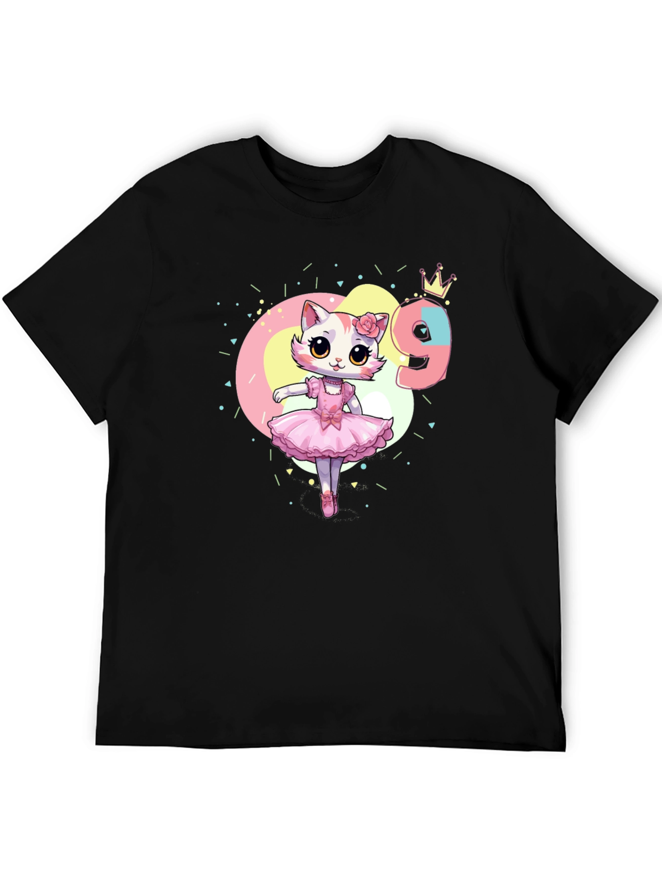 Cute Cat Ballerina 9th Birthday T-Shirt