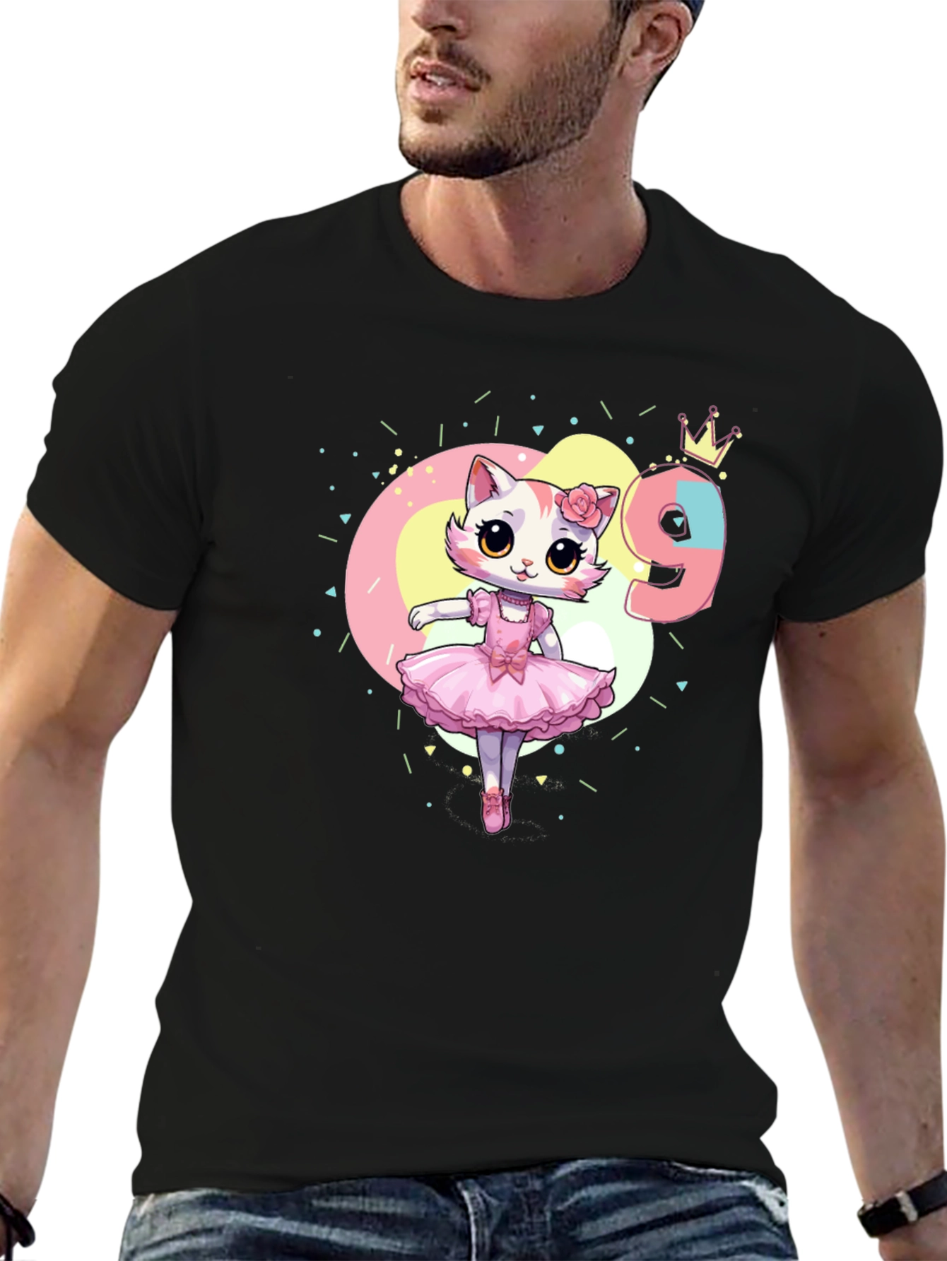 Cute Cat Ballerina 9th Birthday T-Shirt