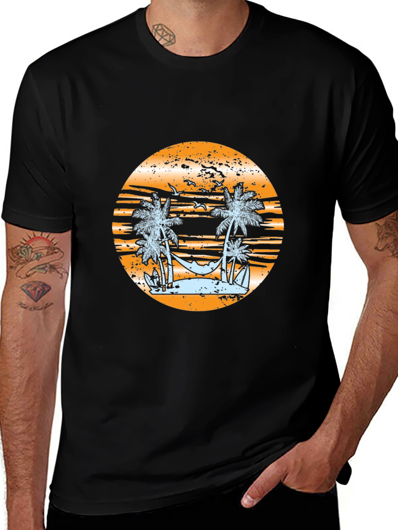 Tropical Beach Graphic Tee - Relaxed Vibe