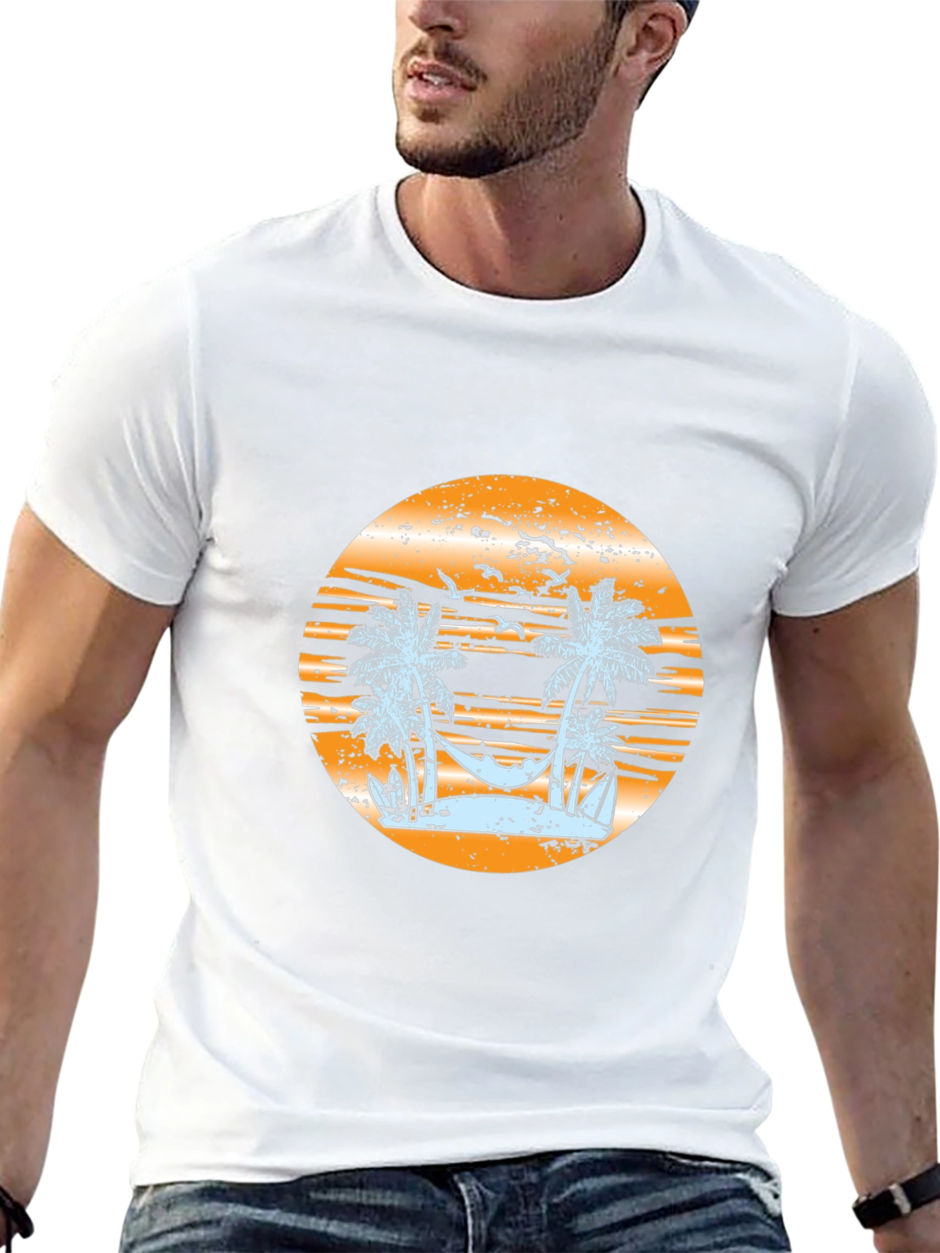 Tropical Beach Graphic Tee - Relaxed Vibe