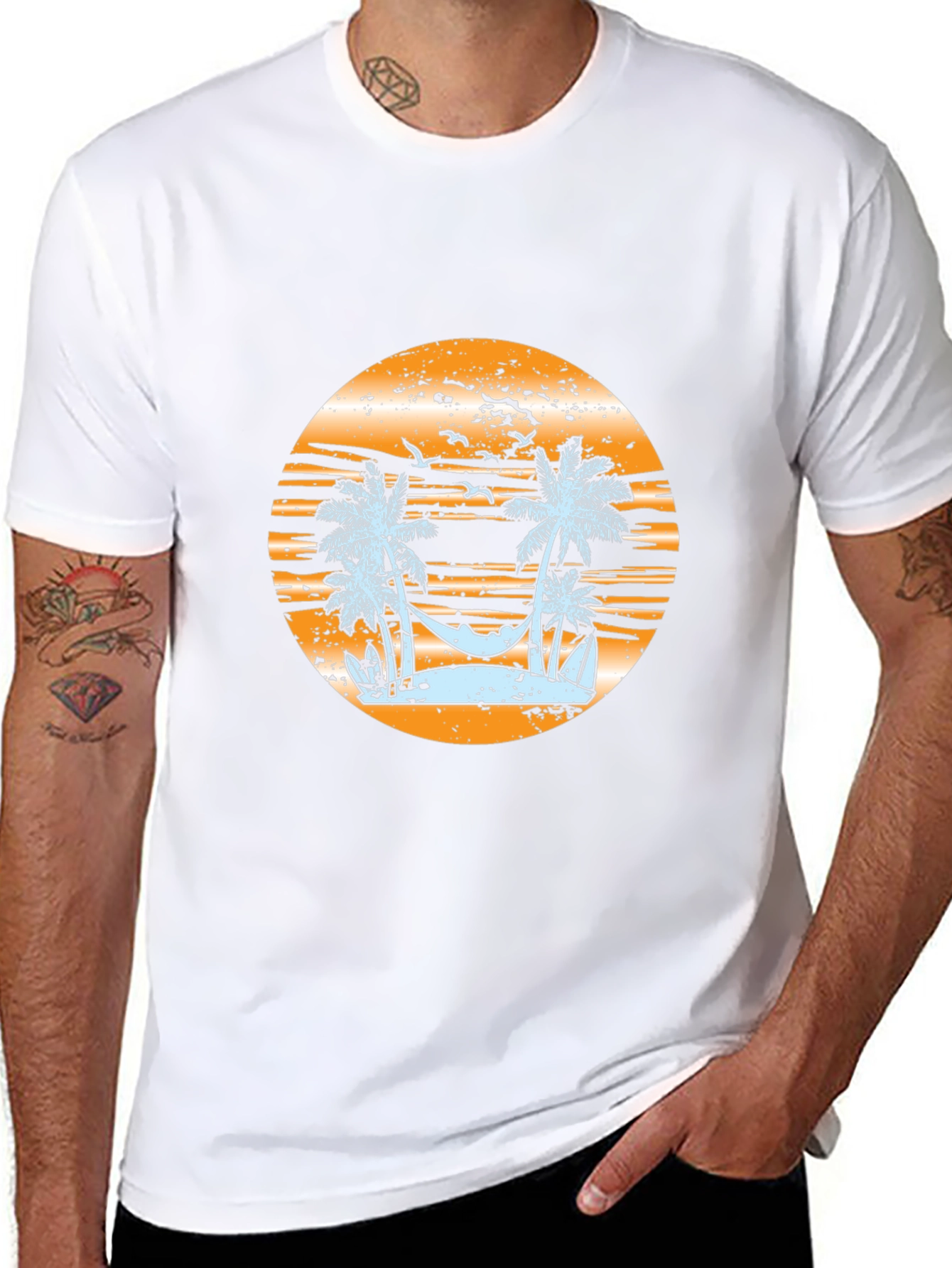 Tropical Beach Graphic Tee - Relaxed Vibe