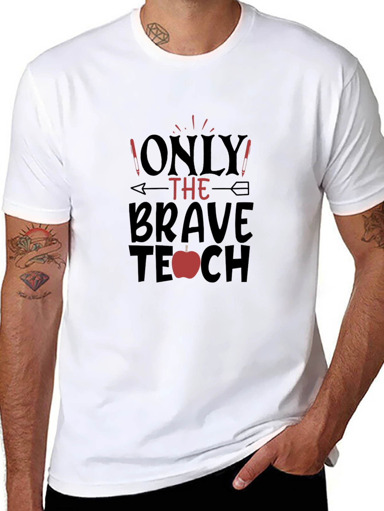 Brave Teacher Graphic Tee - Apple Design