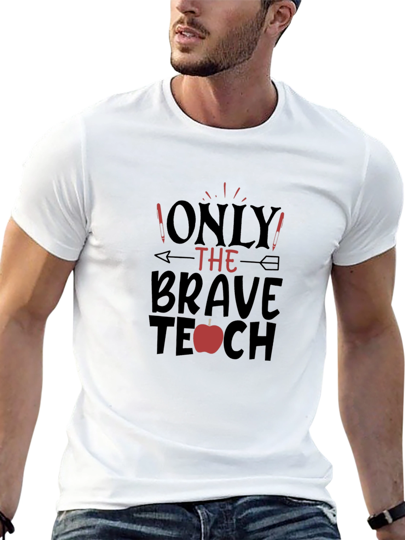 Brave Teacher Graphic Tee - Apple Design