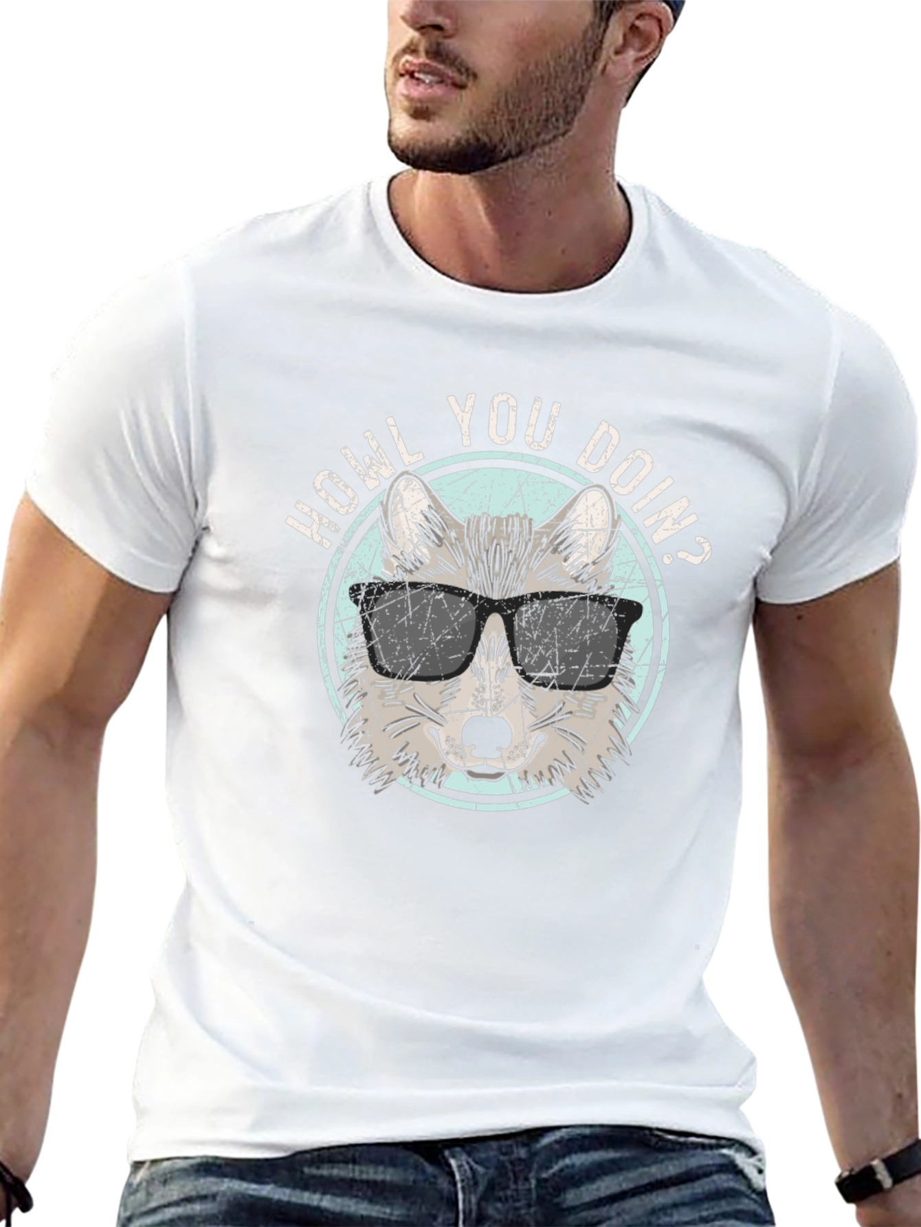 Howl You Doin? T-Shirt | Wolf in Sunglasses