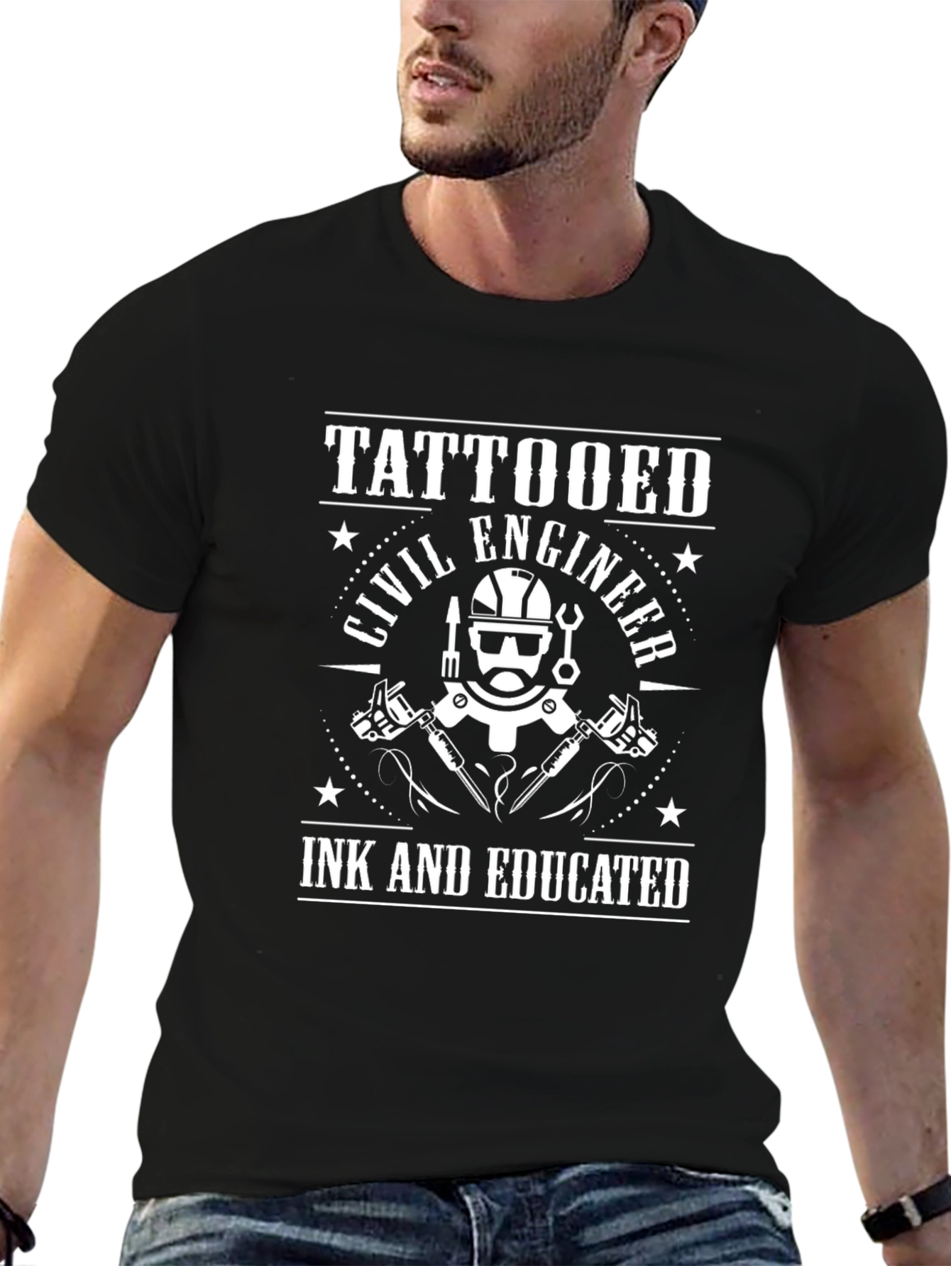 Tattooed Civil Engineer Black T-Shirt