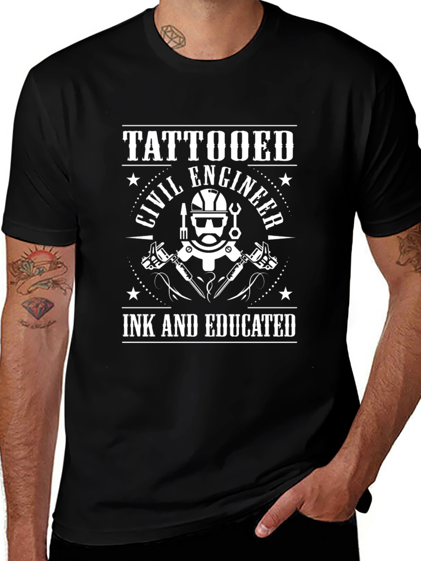 Tattooed Civil Engineer Black T-Shirt
