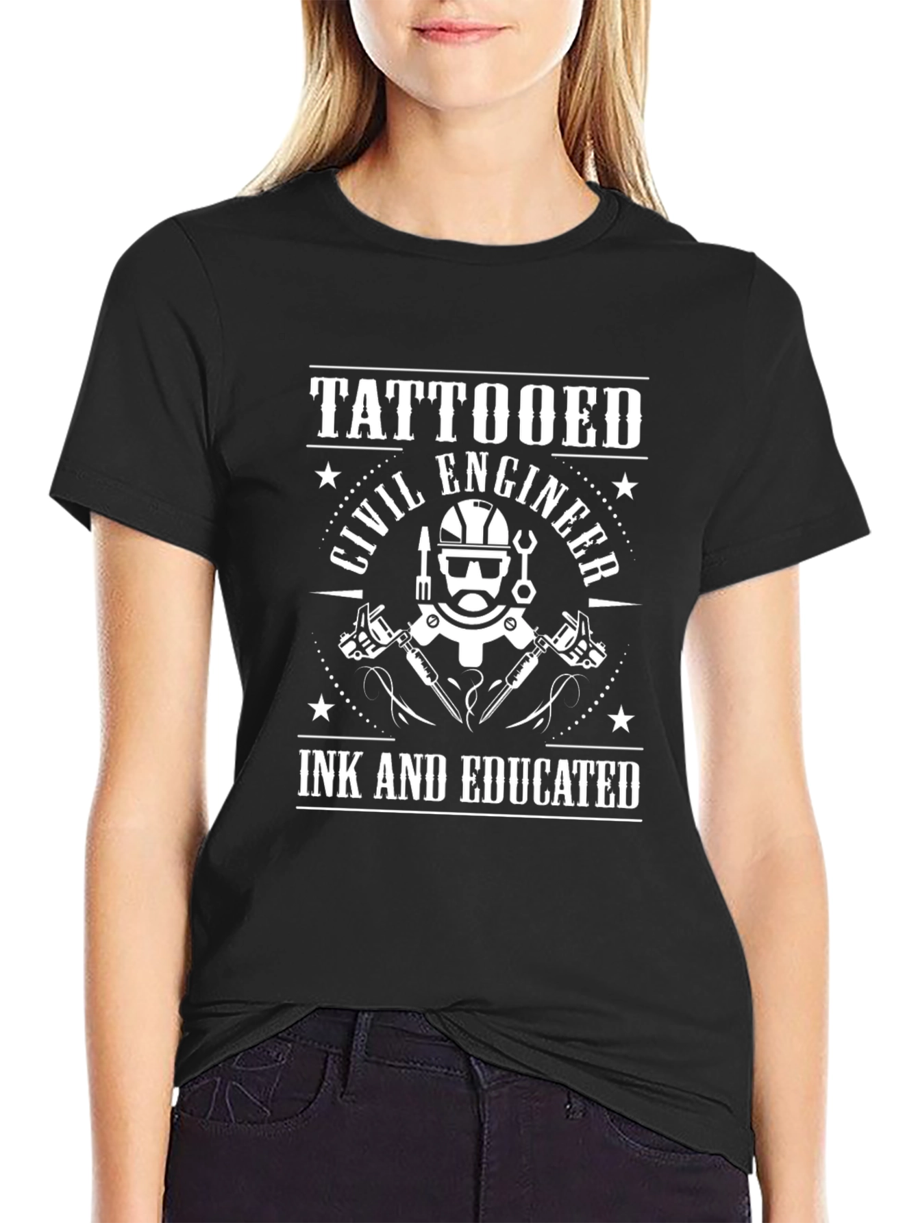 Tattooed Civil Engineer Black T-Shirt
