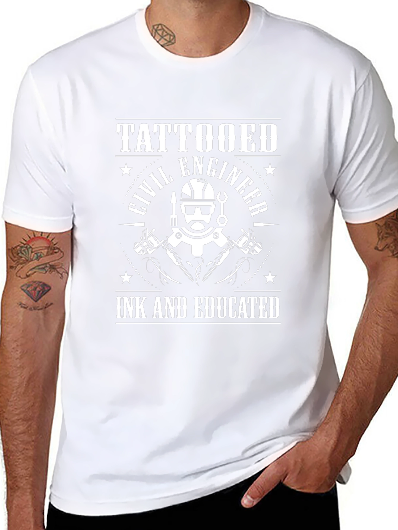 Tattooed Civil Engineer Black T-Shirt