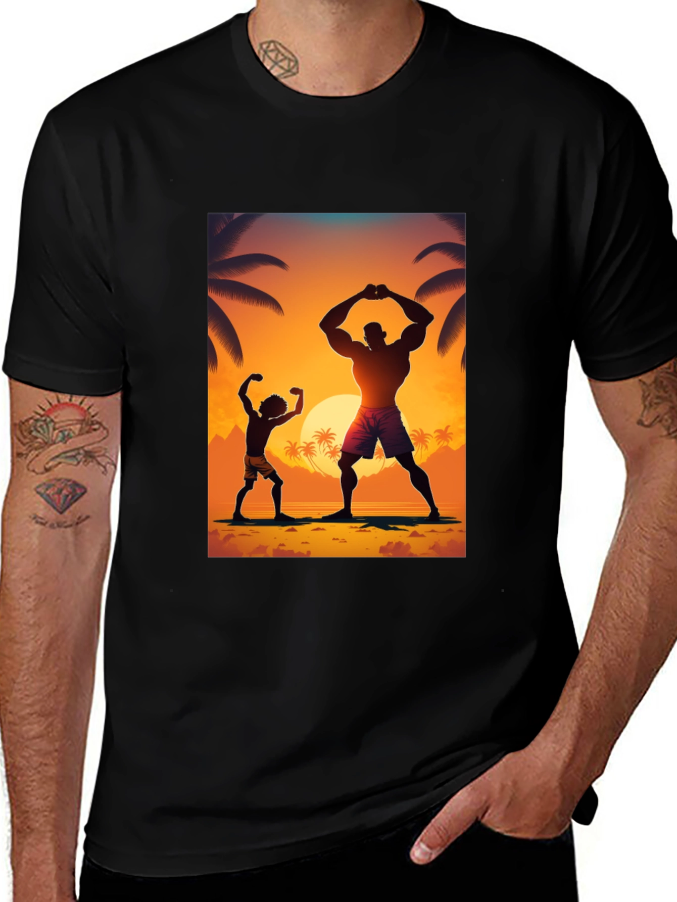Sunset Bodybuilding Graphic T-Shirt