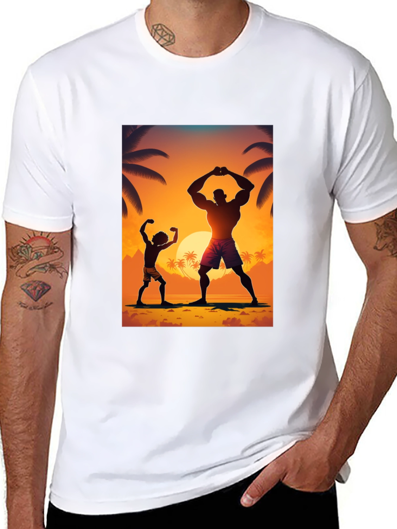 Sunset Bodybuilding Graphic T-Shirt