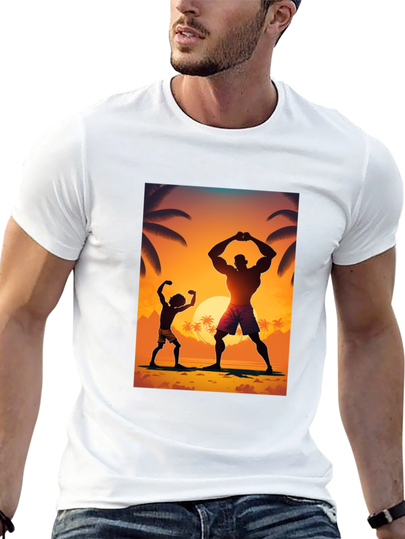 Sunset Bodybuilding Graphic T-Shirt