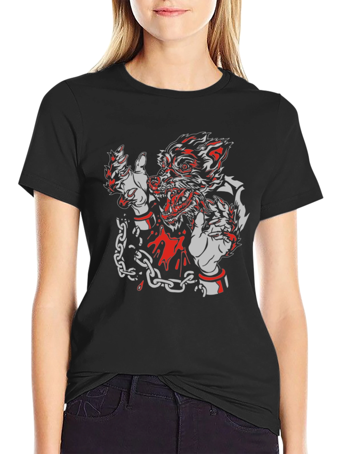 Wolf Graphic T-Shirt - Mens Black Tee