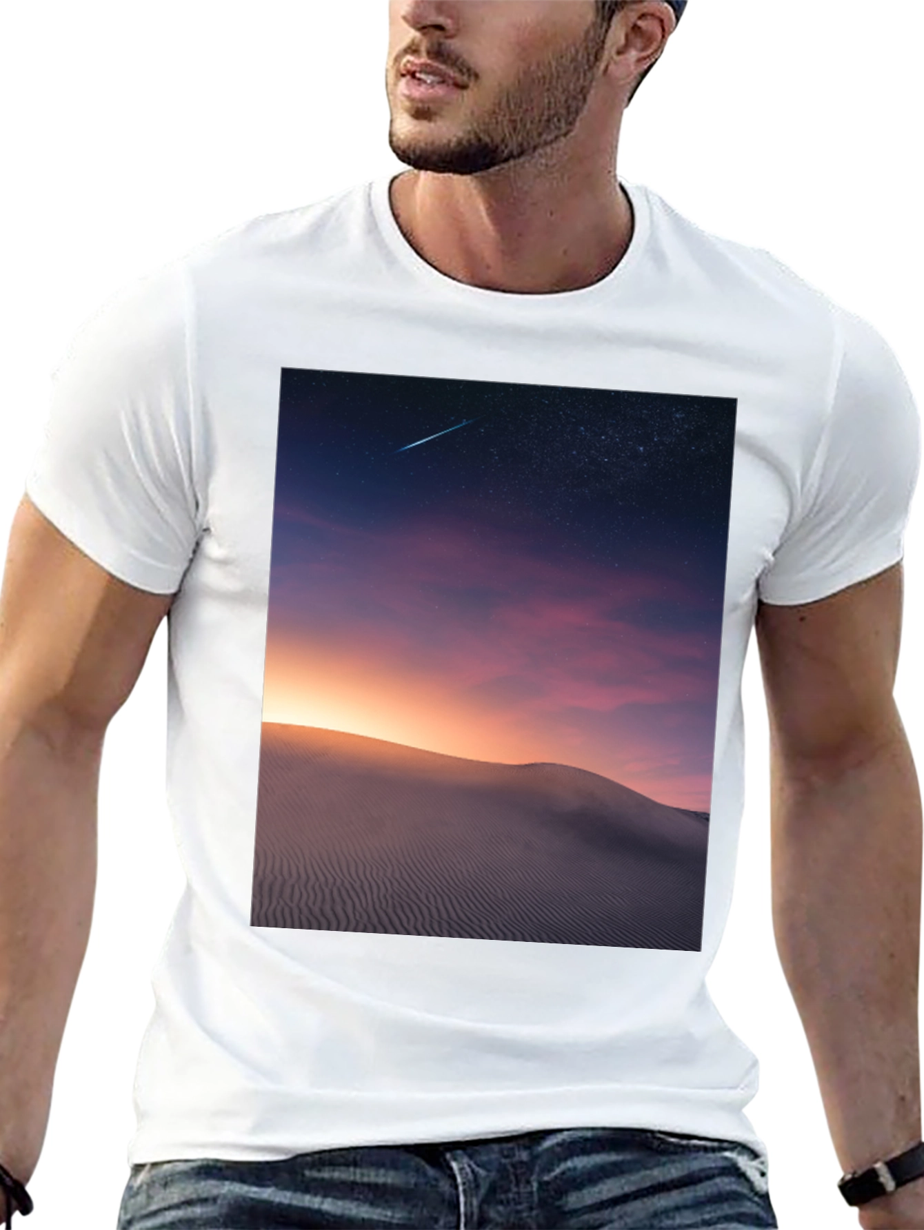 Night Desert Scene Graphic T-Shirt