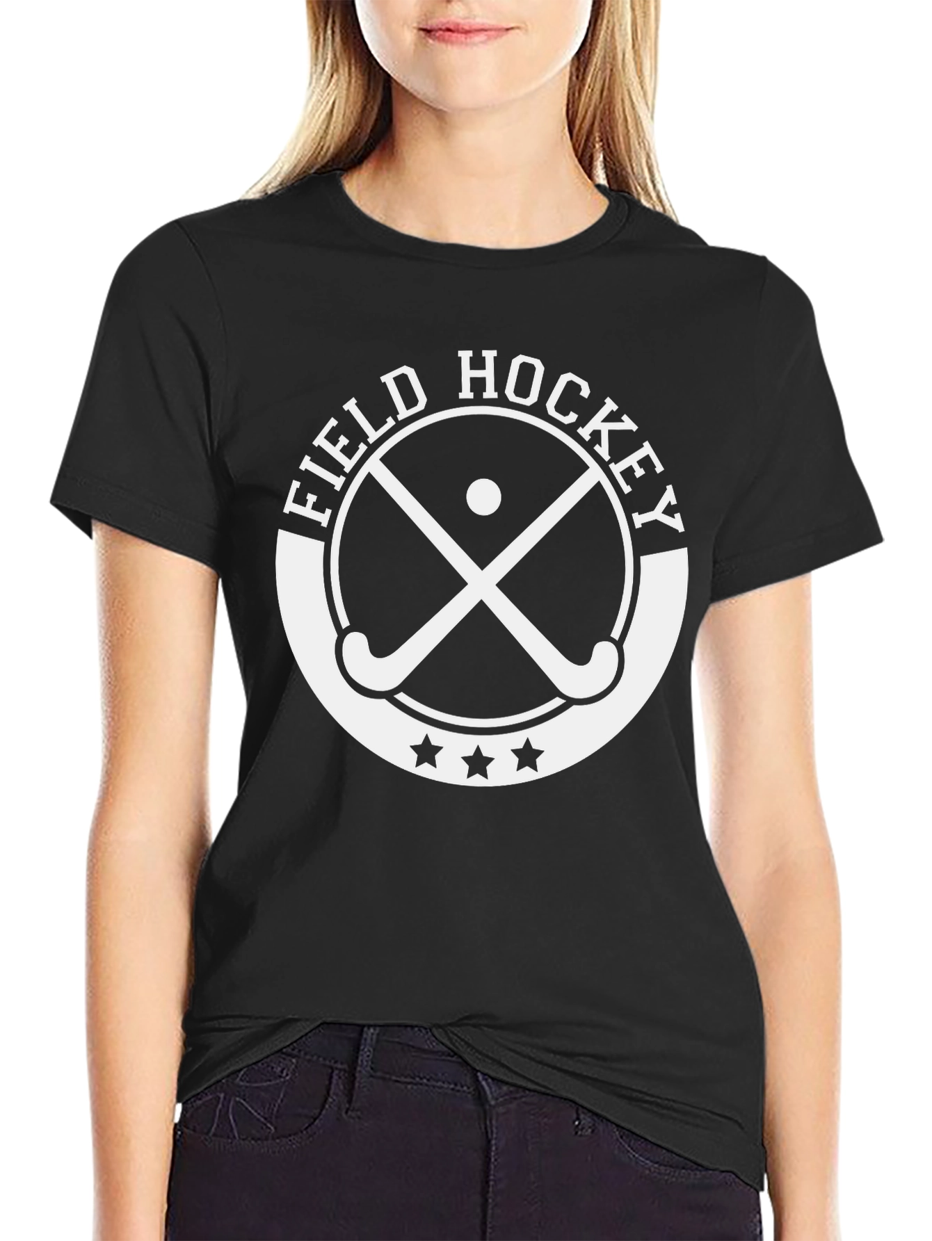 Field Hockey Graphic Tee - Black Cotton T-Shirt