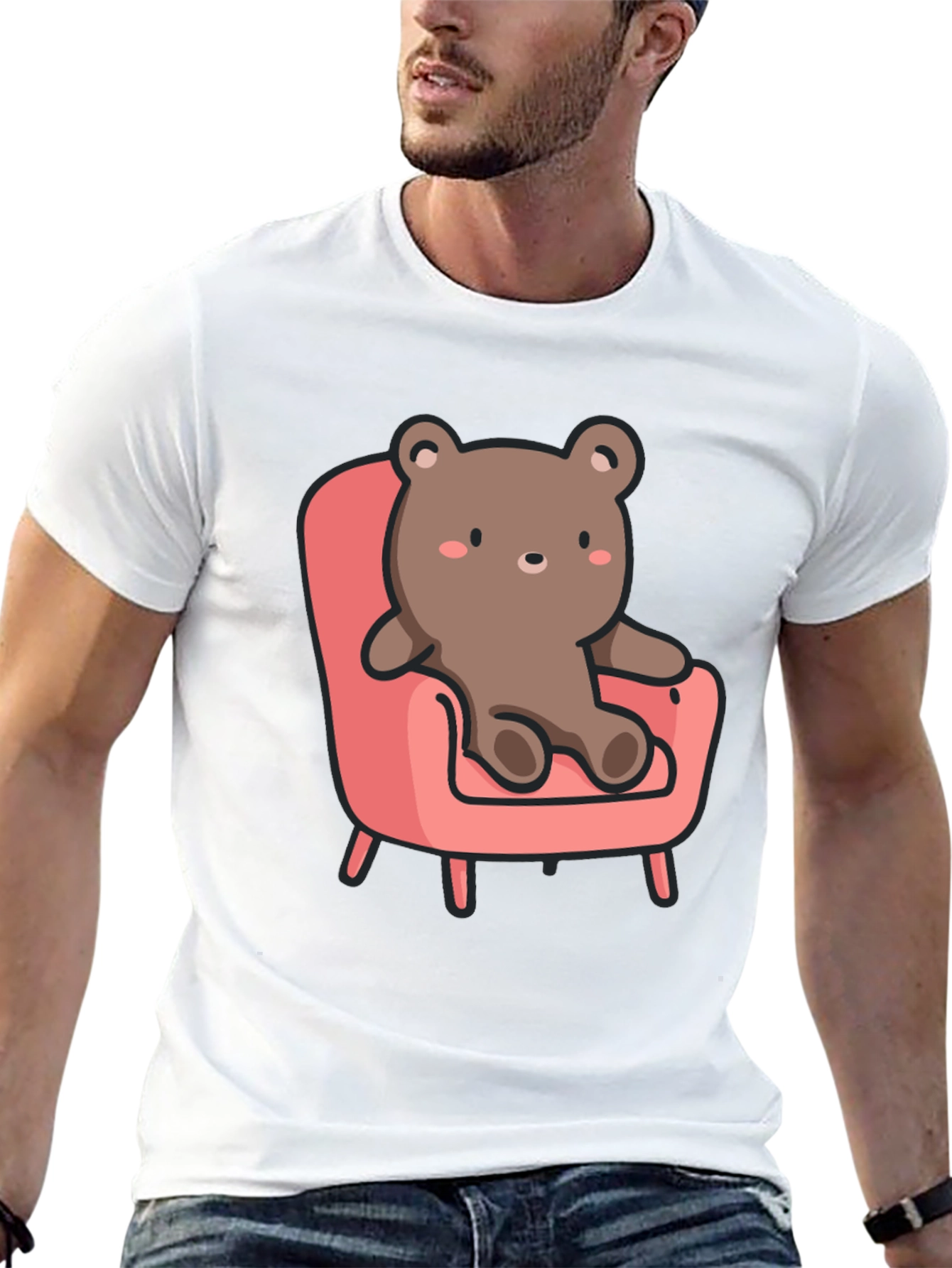 Cute Bear on Chair Graphic T-Shirt