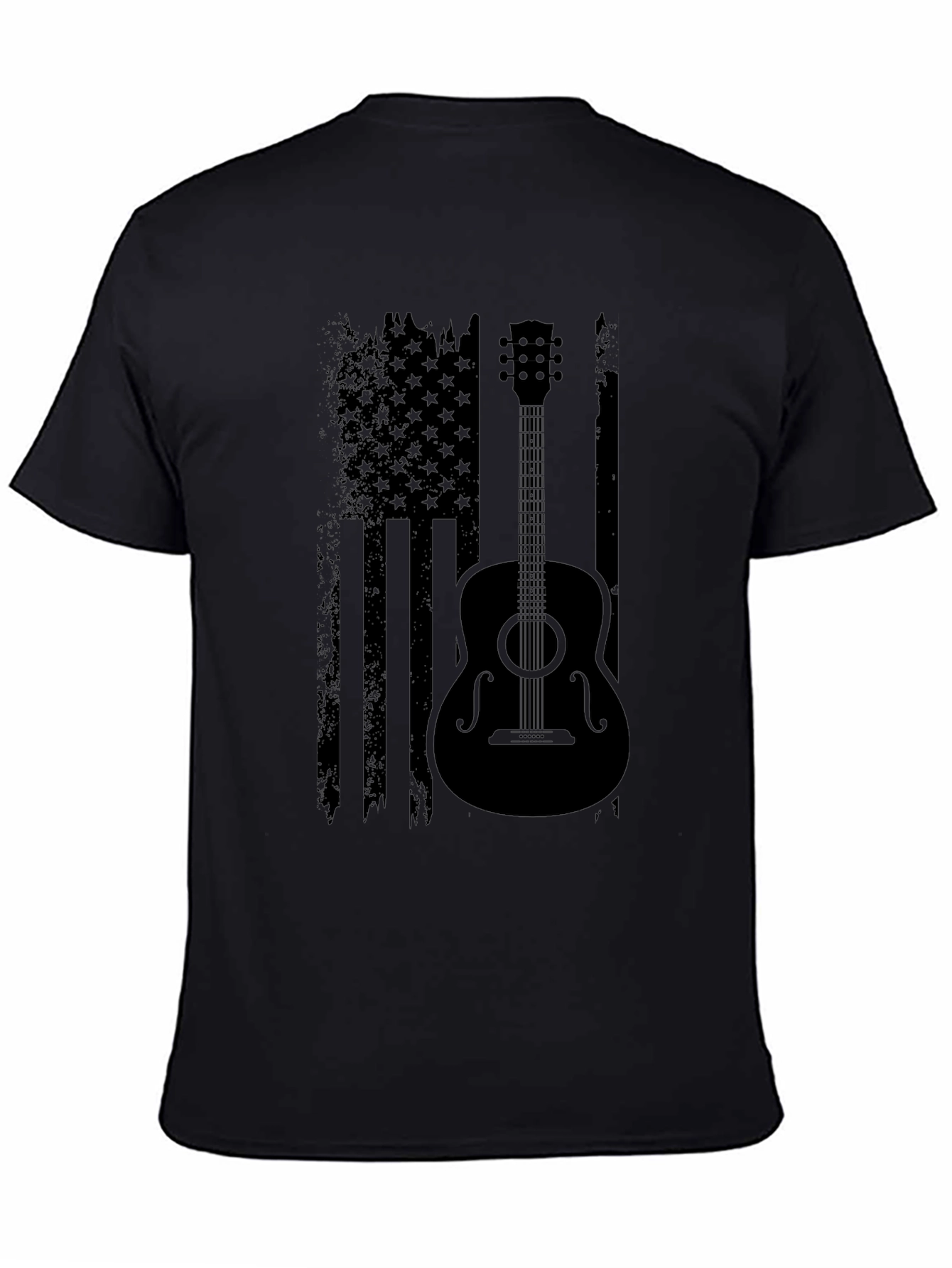 American Flag Guitar T-Shirt - Black