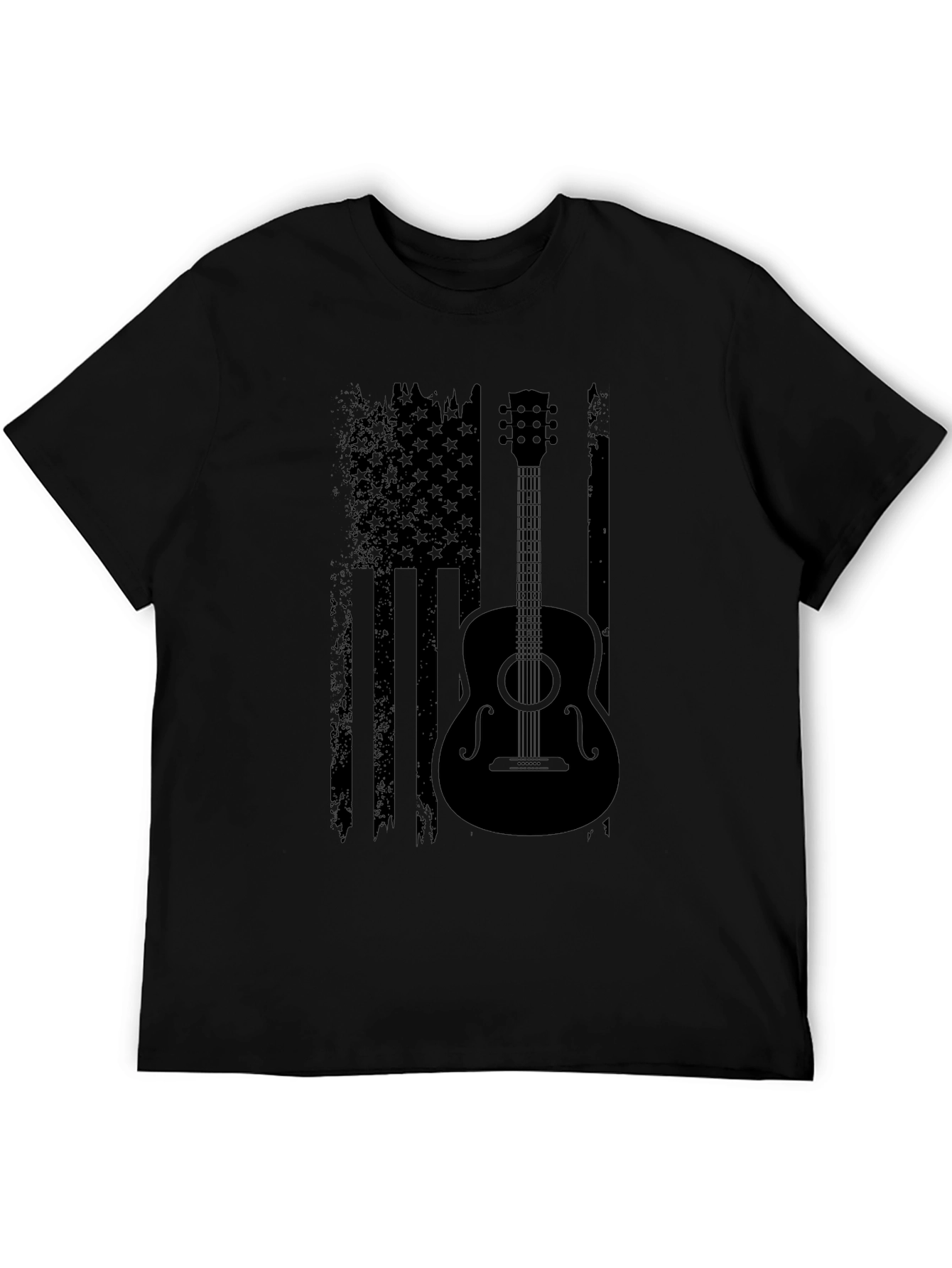 American Flag Guitar T-Shirt - Black
