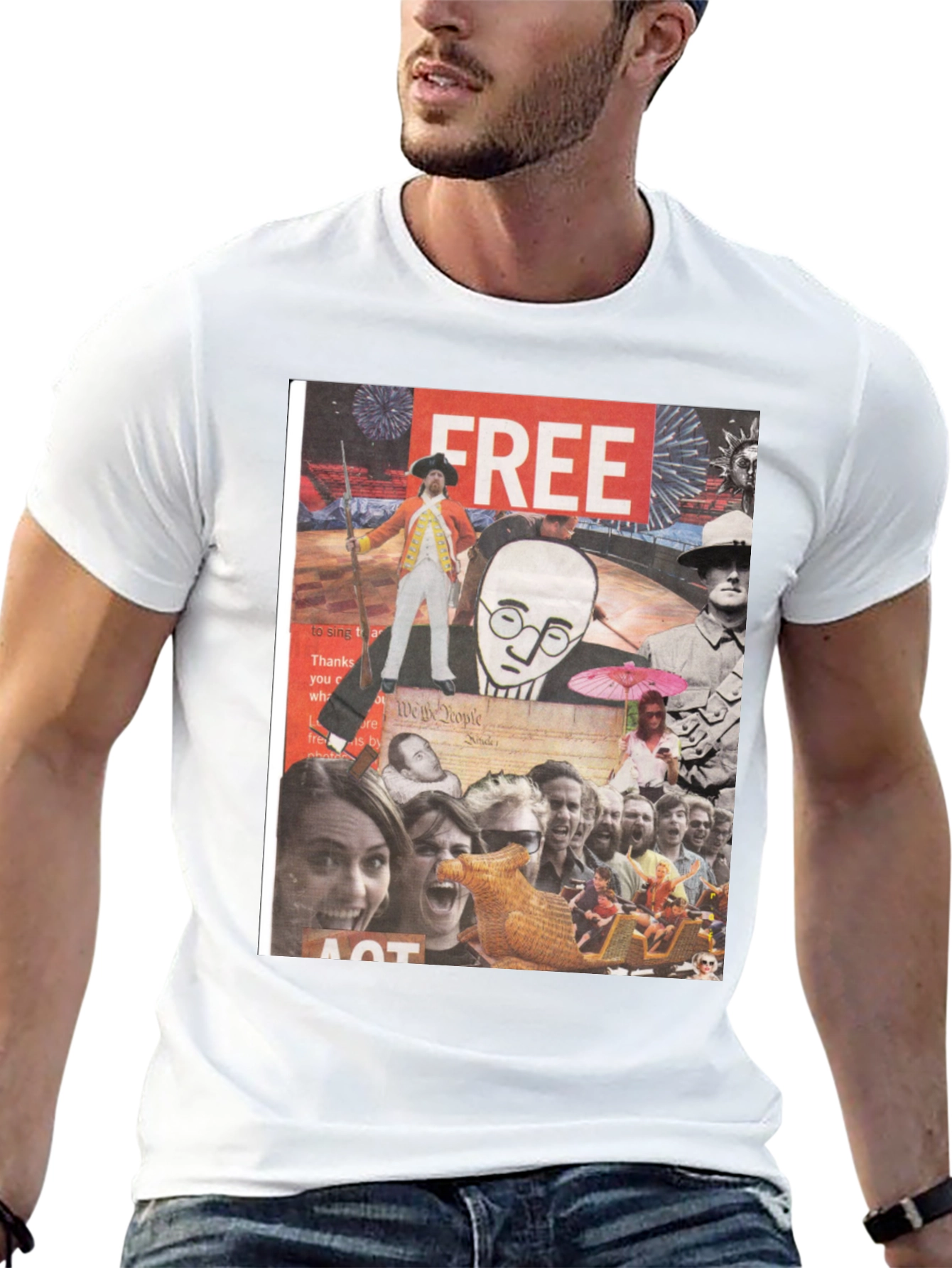 Collage Graphic Tee - Mens Black Cotton T-Shirt