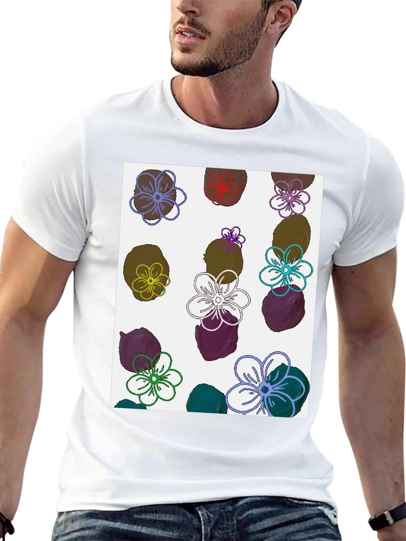Floral Print T-Shirt - Modern Artistic Design