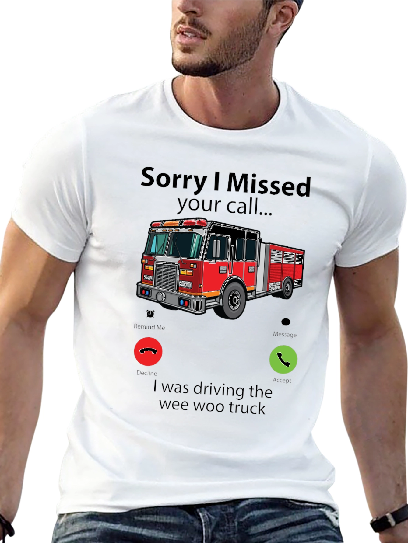 Fire Truck Missed Call Graphic T-Shirt